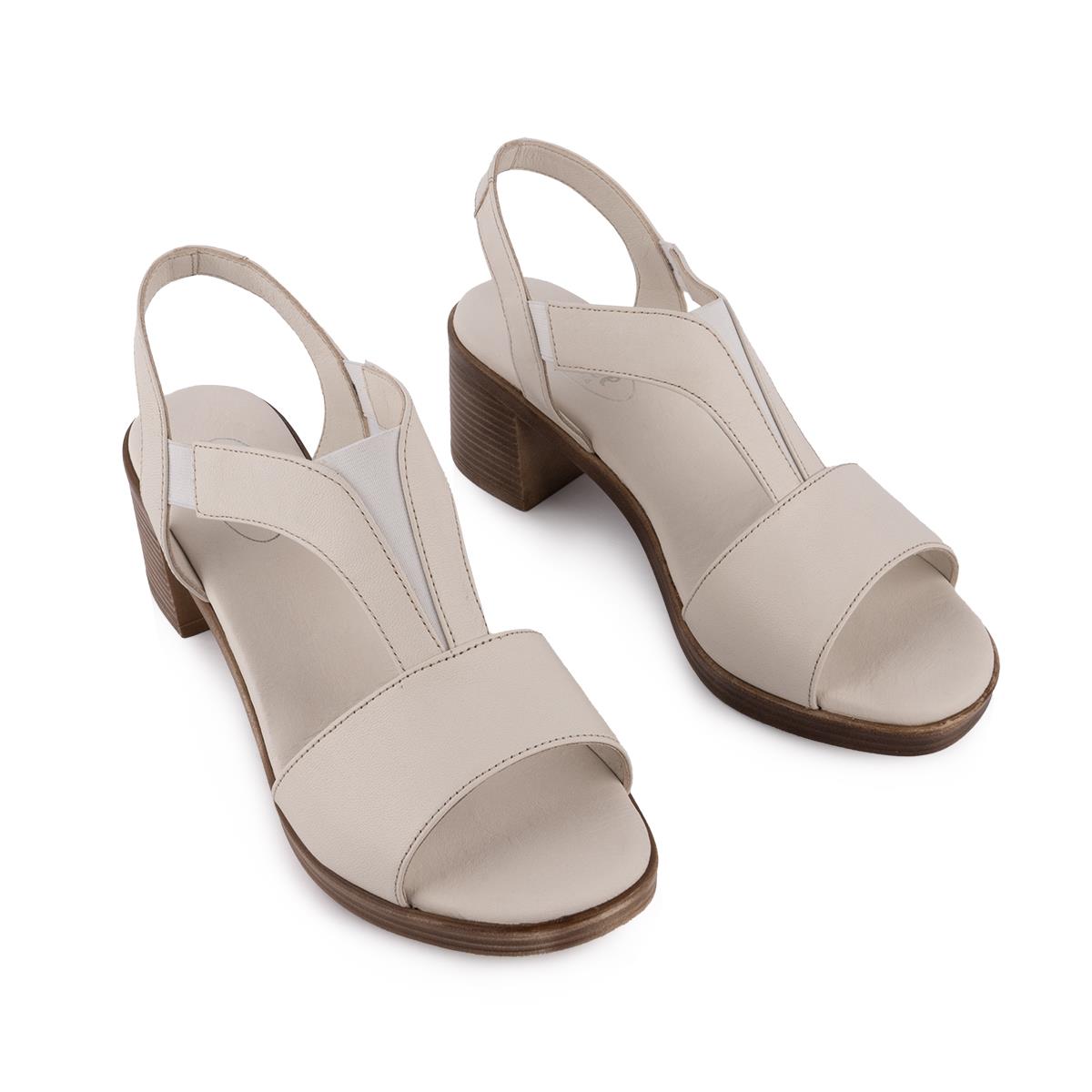 Hakiki Deri sandalet Modern Lastikli 607 Bej