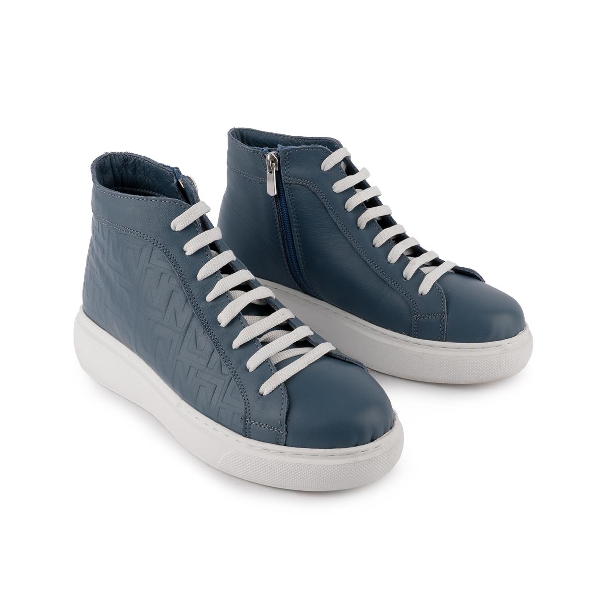 Modern Hakiki Deri Converse  Bot Kot Mavi 1301