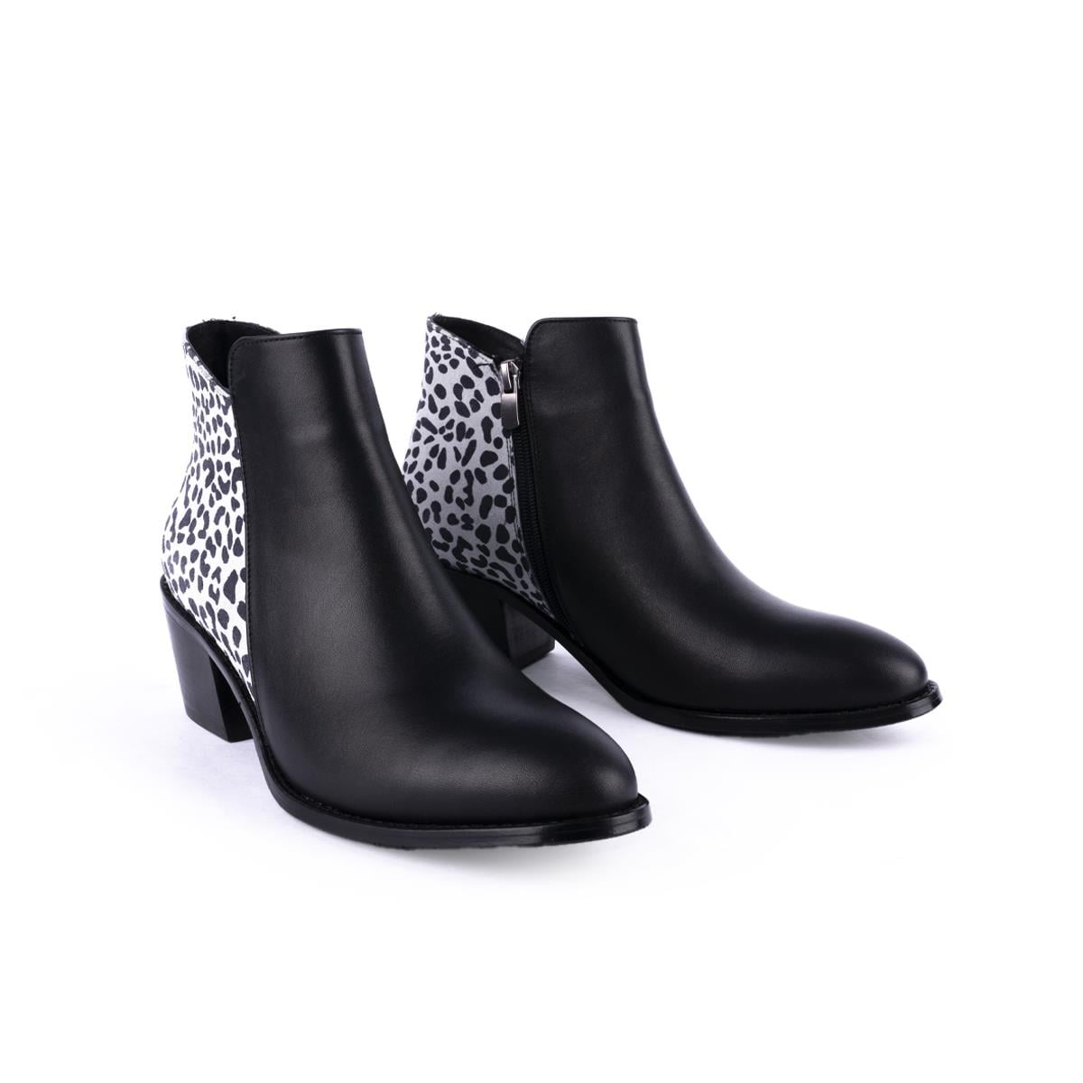 Sade Düz Rahat Modern Vesten Bot Siyah&Leopar 5011