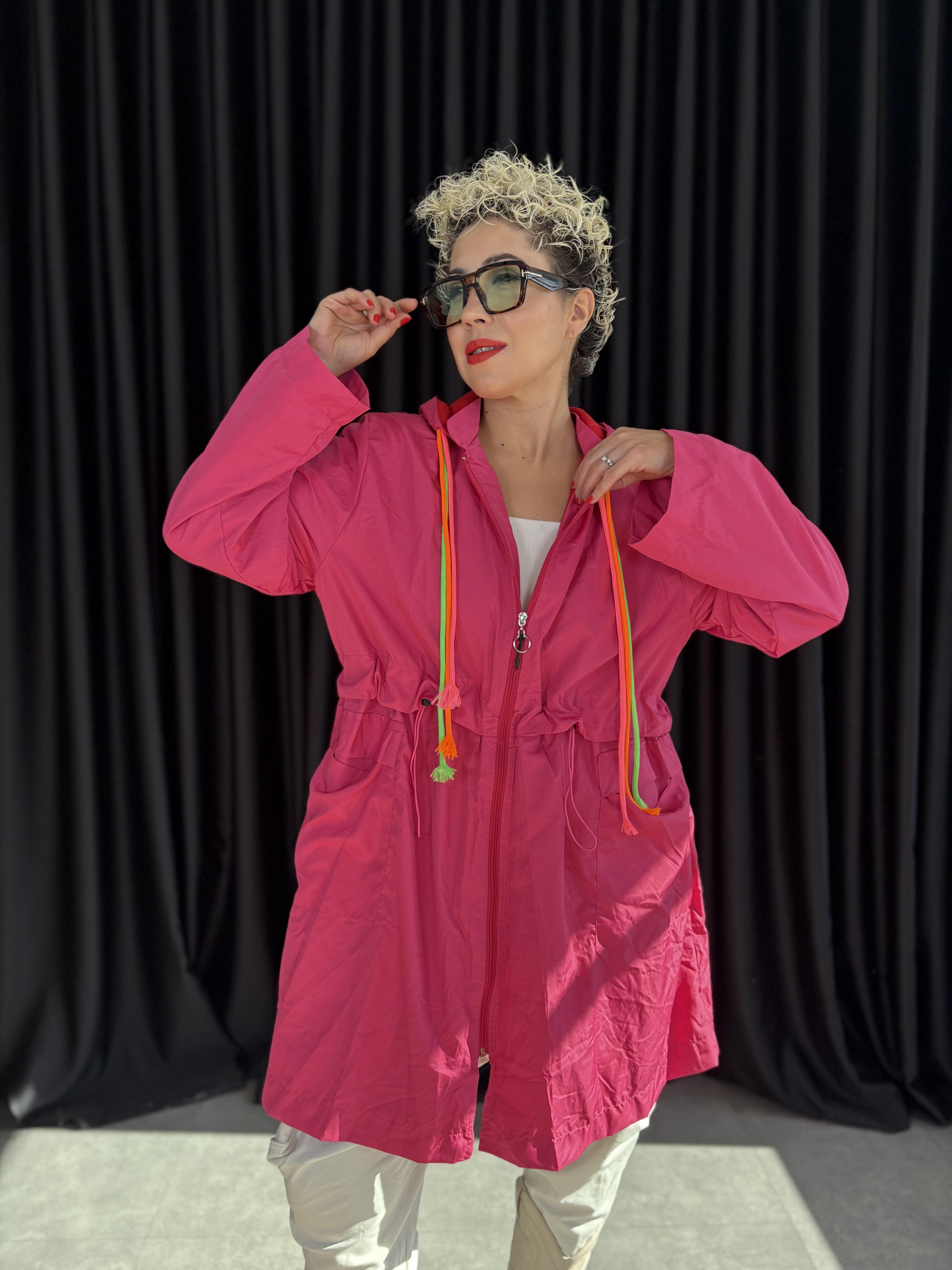 Fuşya Polarlı Yağmurluk