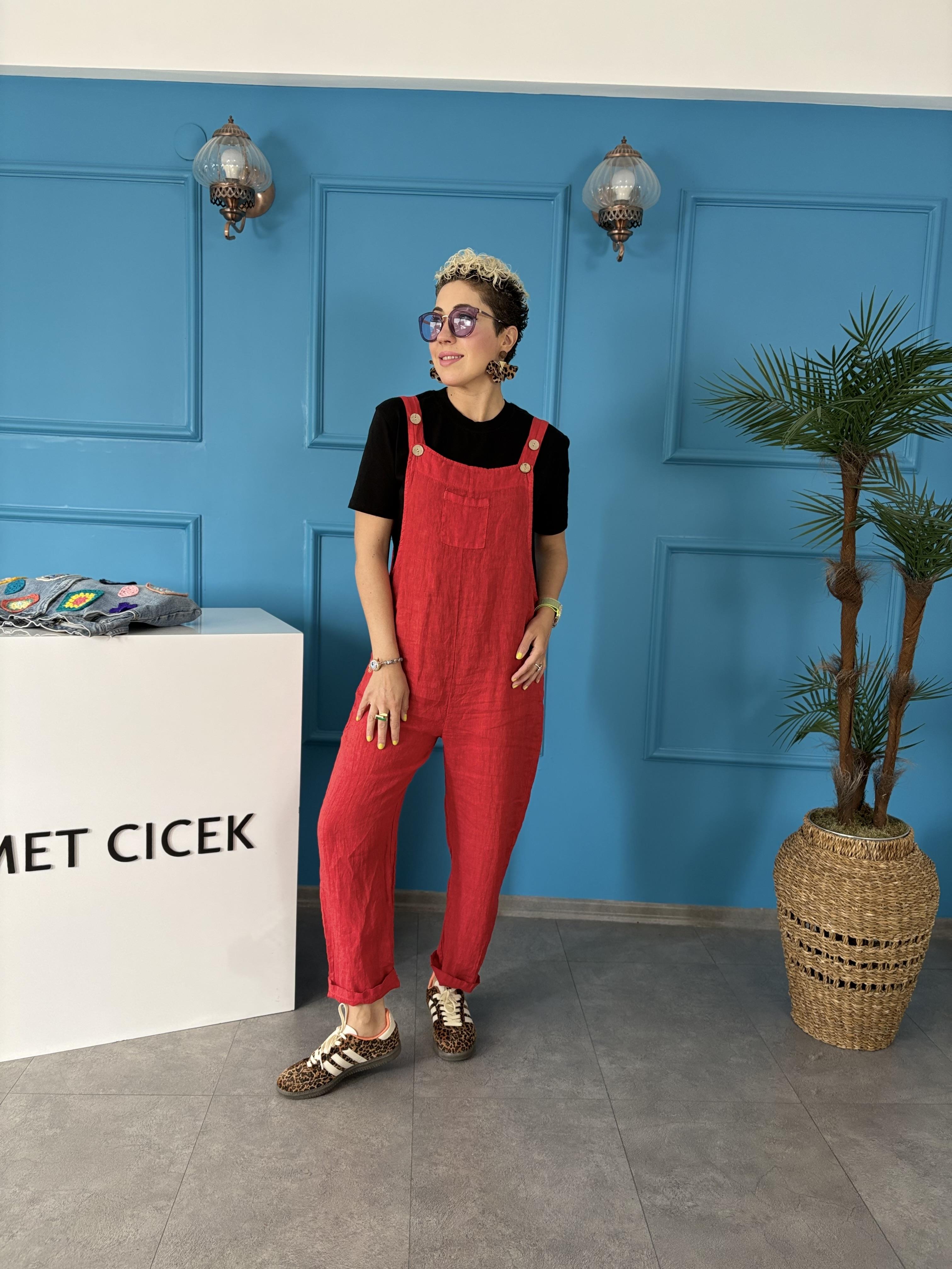 Ham Keten İtalyan Kırmızı Tulum