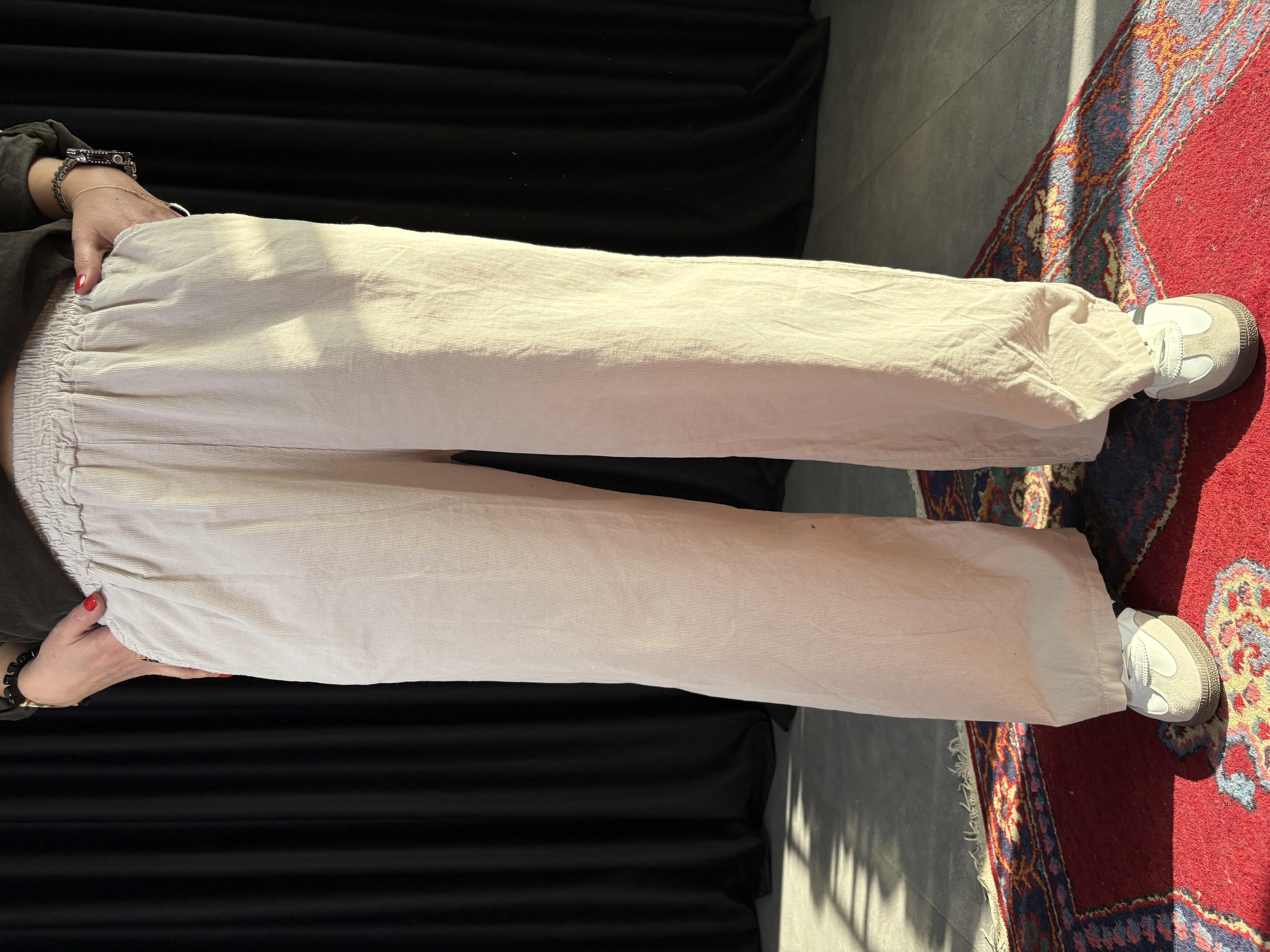 İtalyan Bej Kadife Palazzo Pantolon