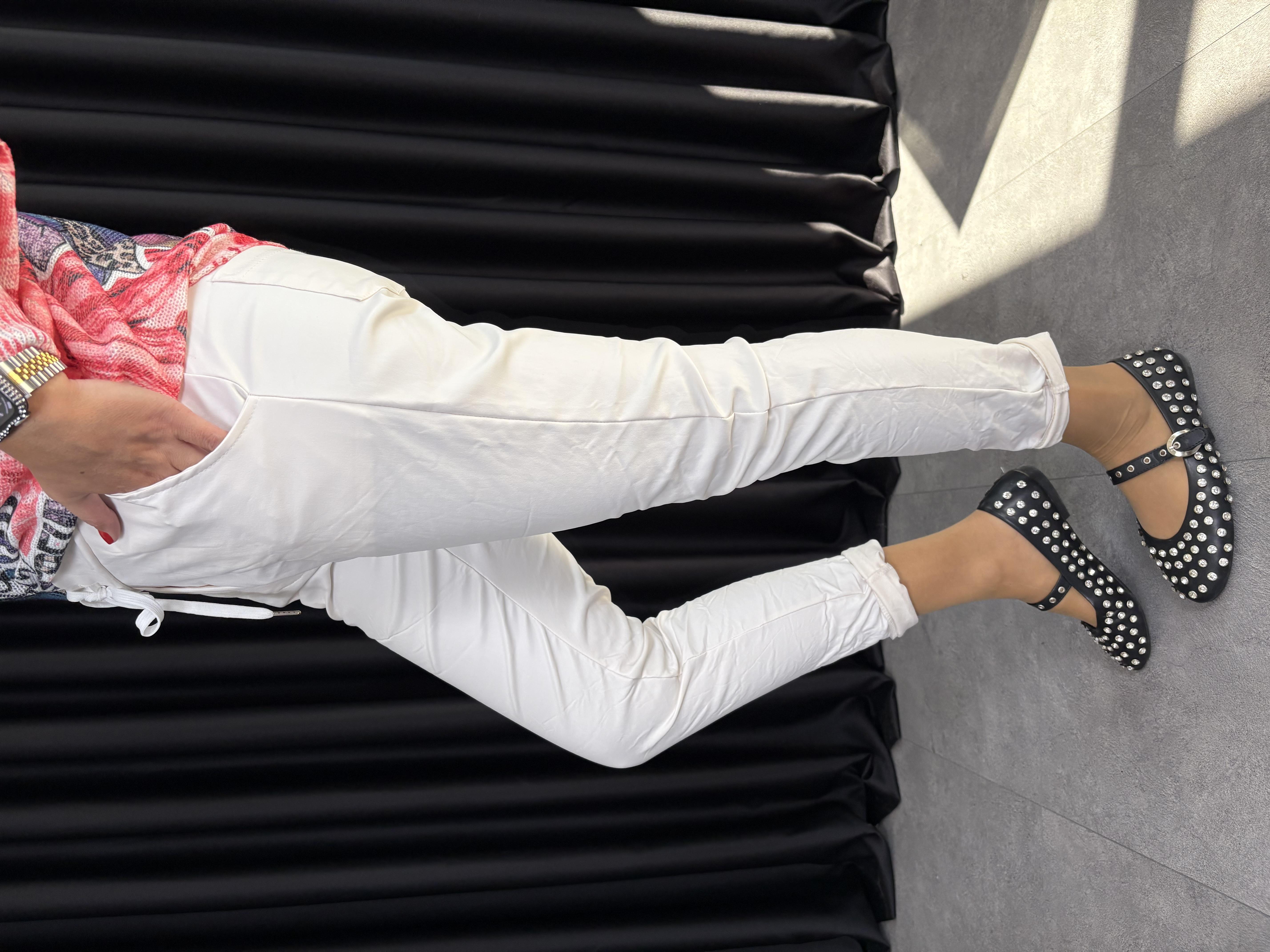 İtalyan Beyaz Deri Pantolon