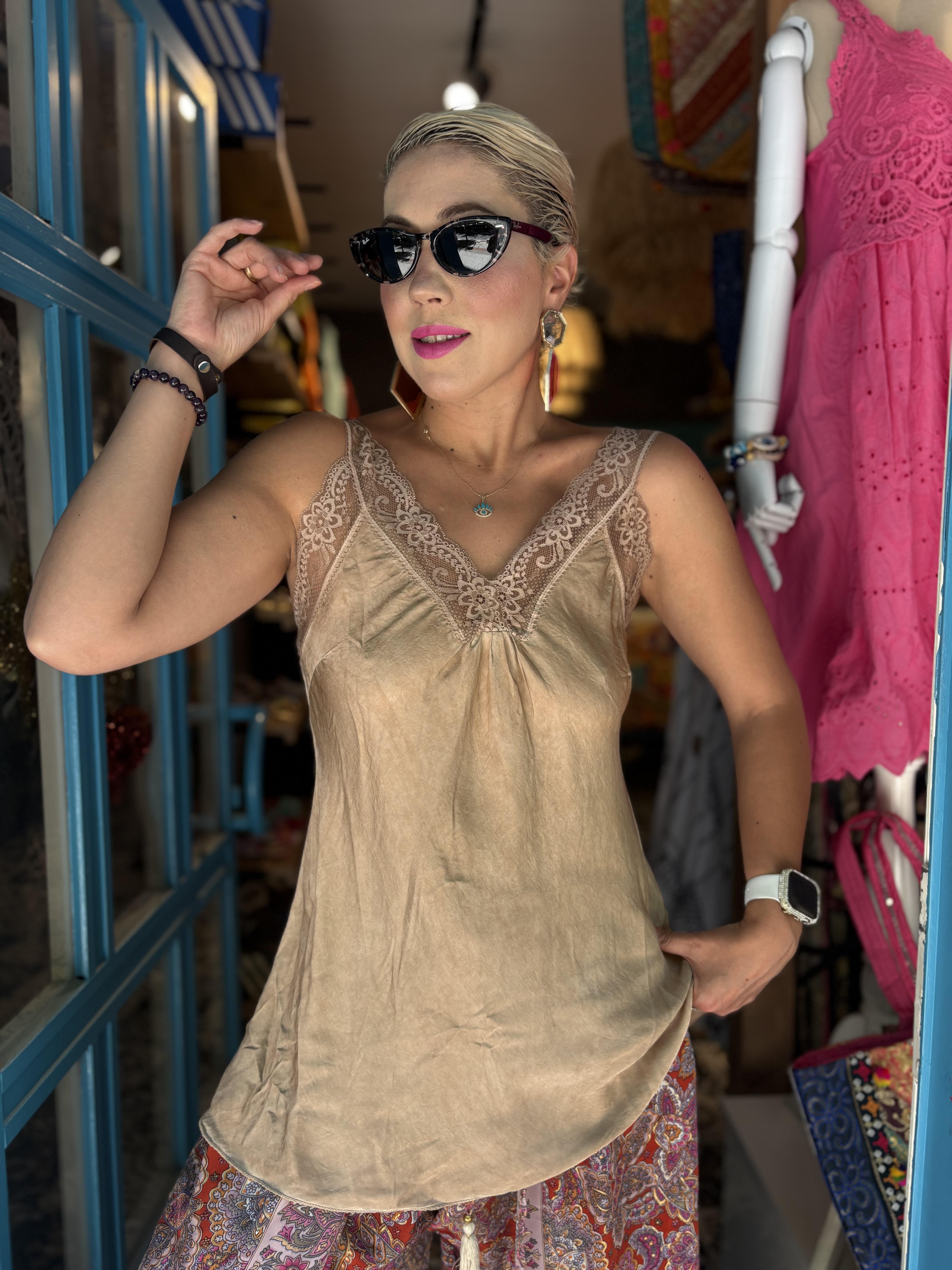 İtalyan Camel İpek Bluz