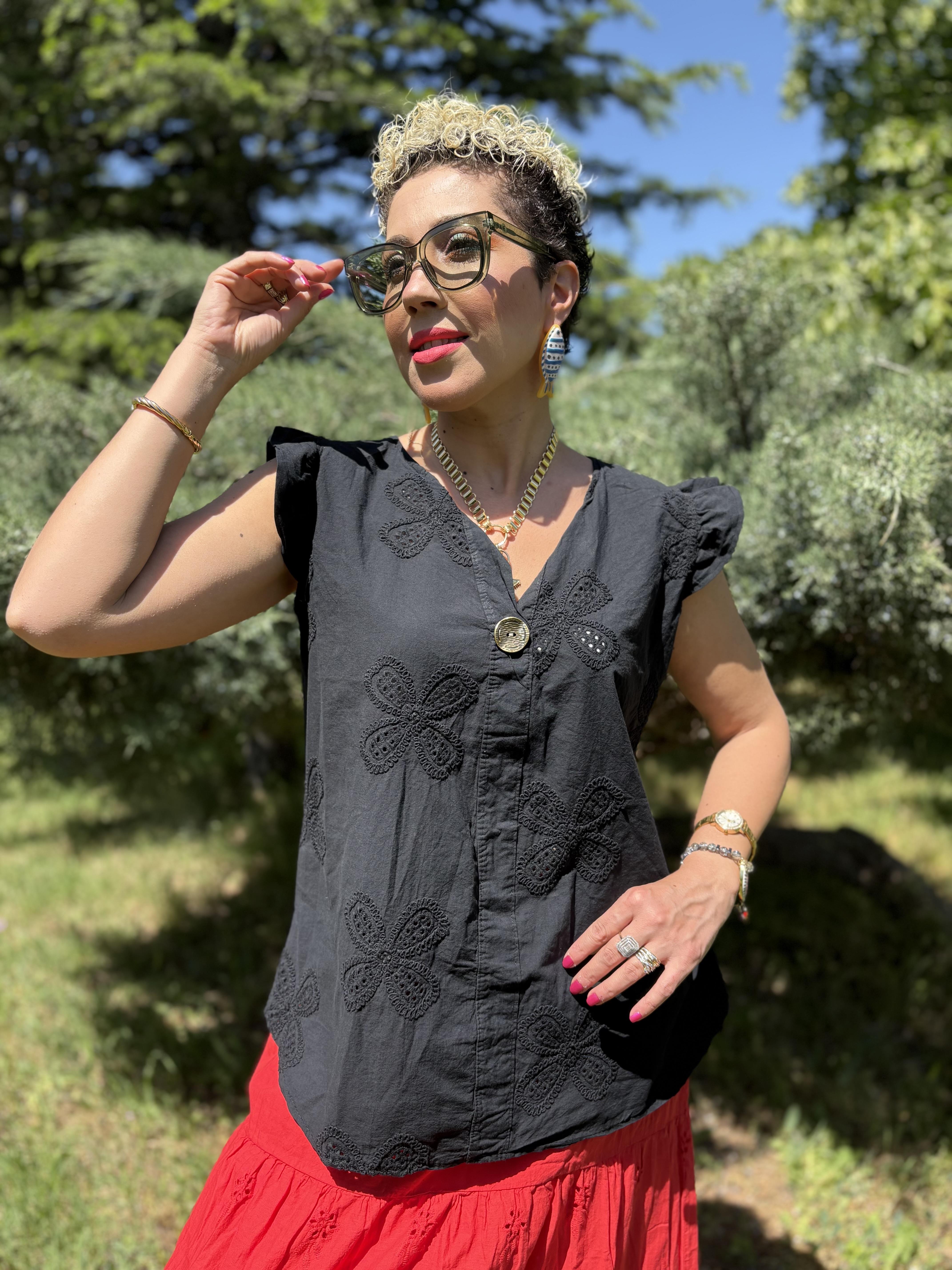 İtalyan Fistolu Siyah Pamuklu Gömlek