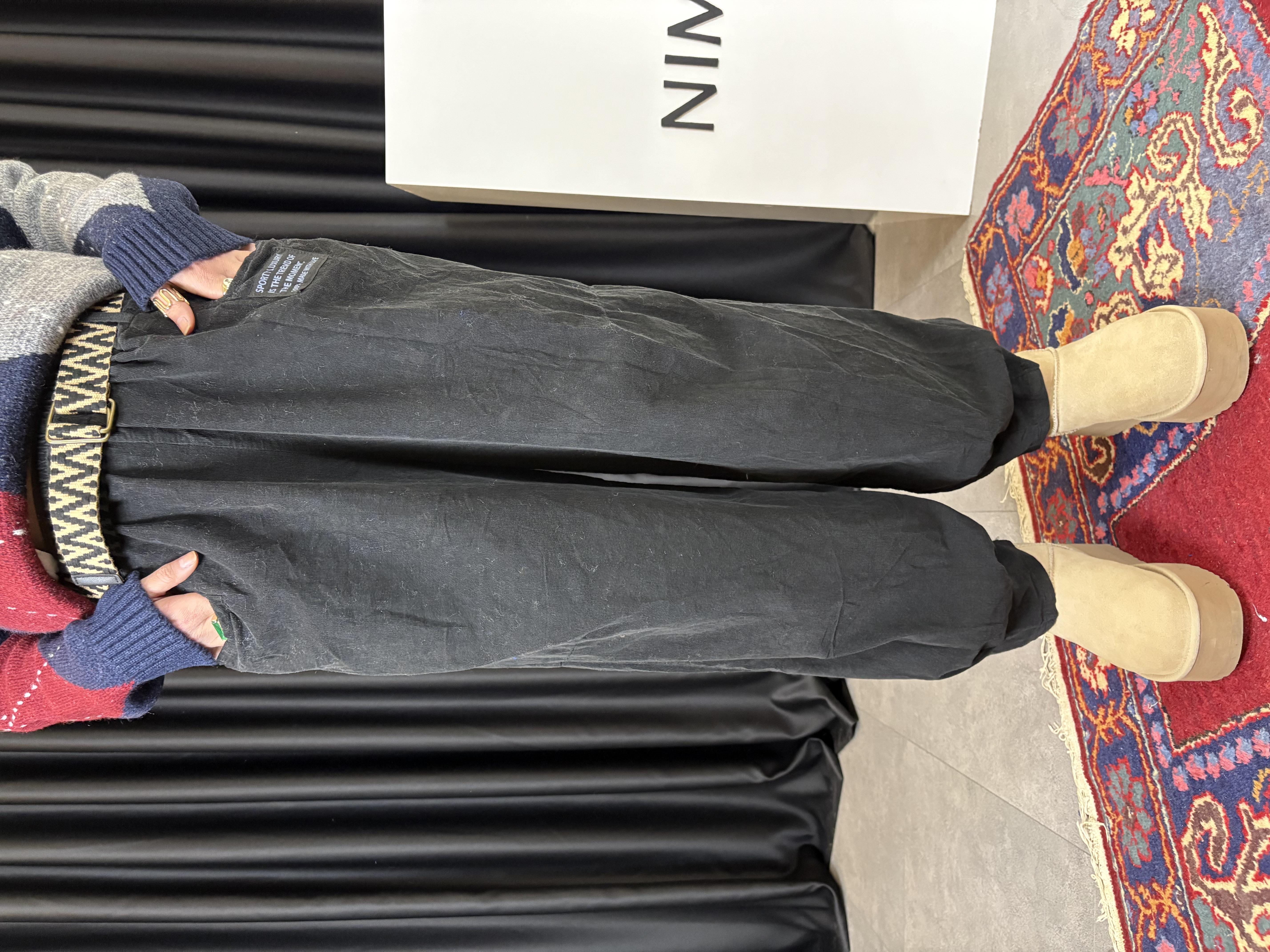 İtalyan Kadife Kemerli Şalvar Model Siyah Pantolon