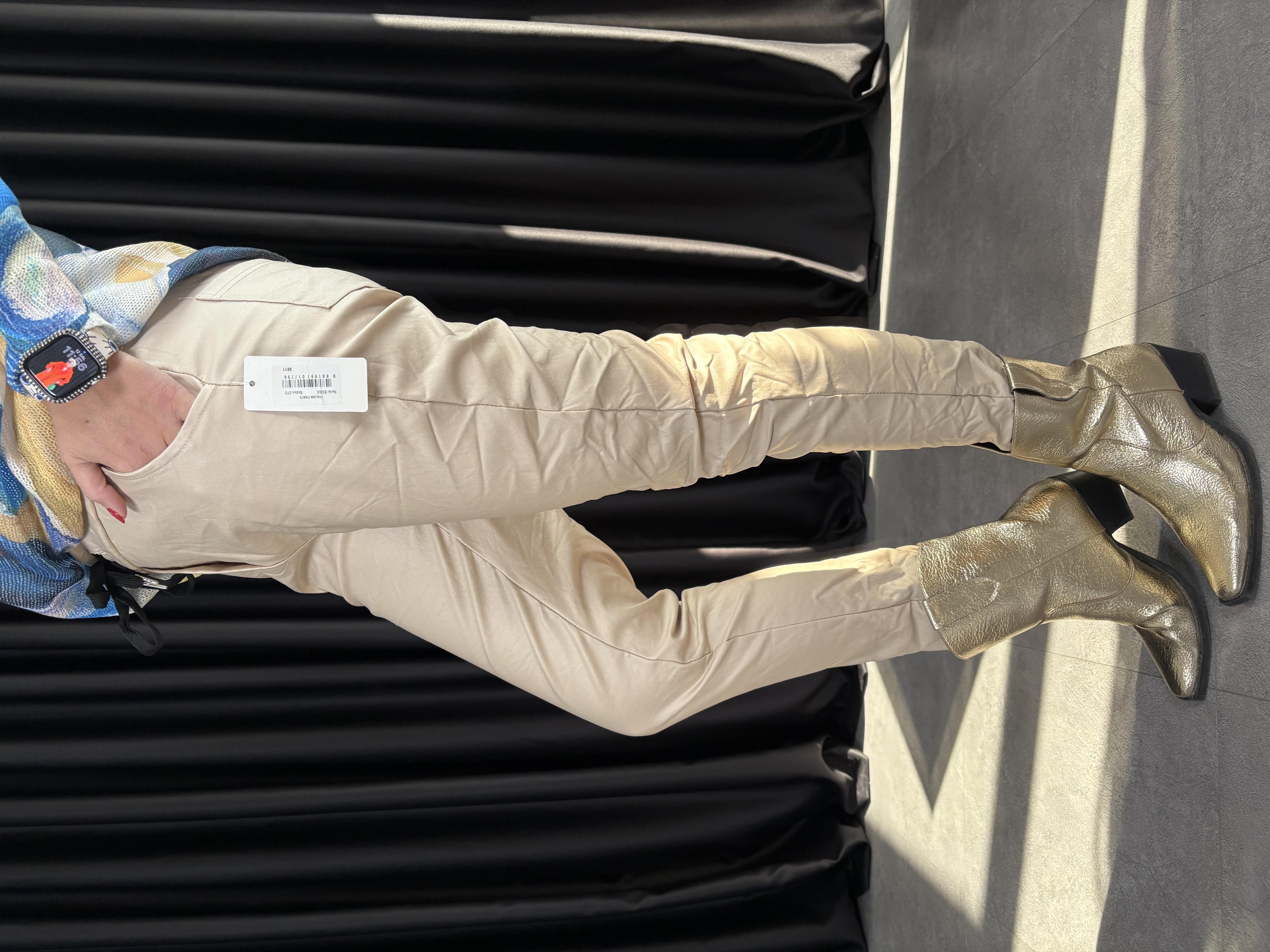 İtalyan Krem Deri Pantolon