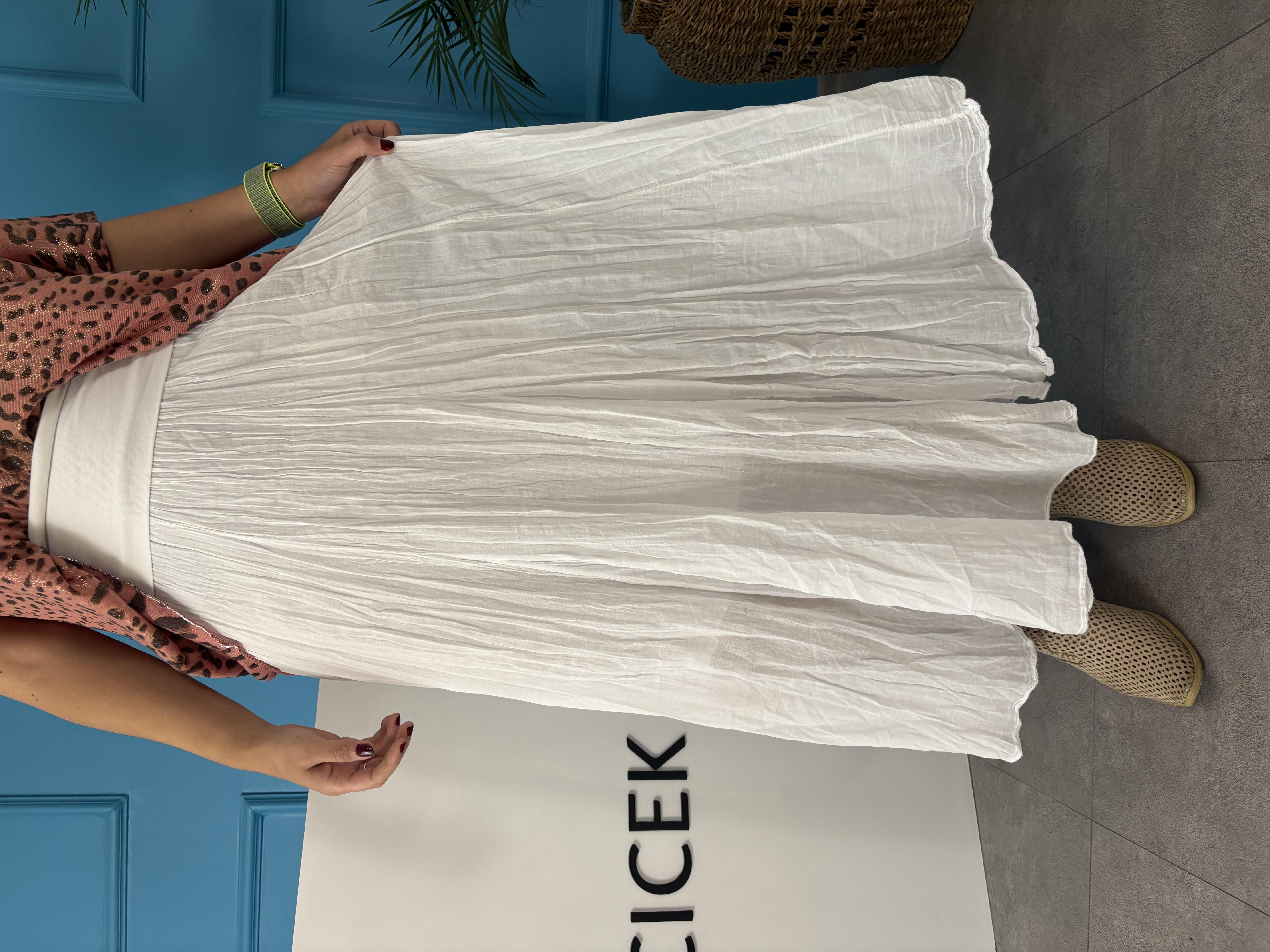 İtalyan Pamuklu Beyaz Etek