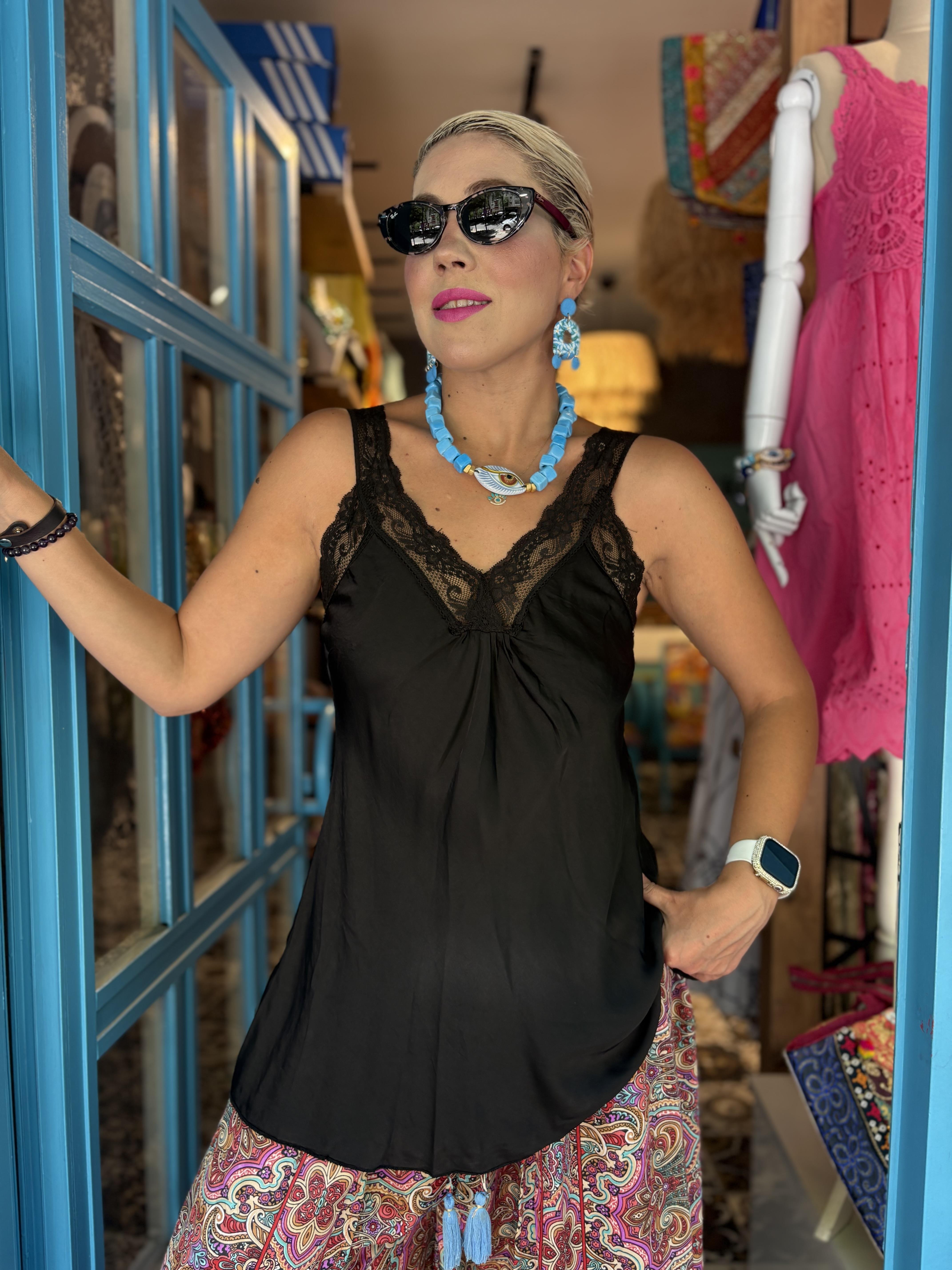 İtalyan Siyah İpek Bluz