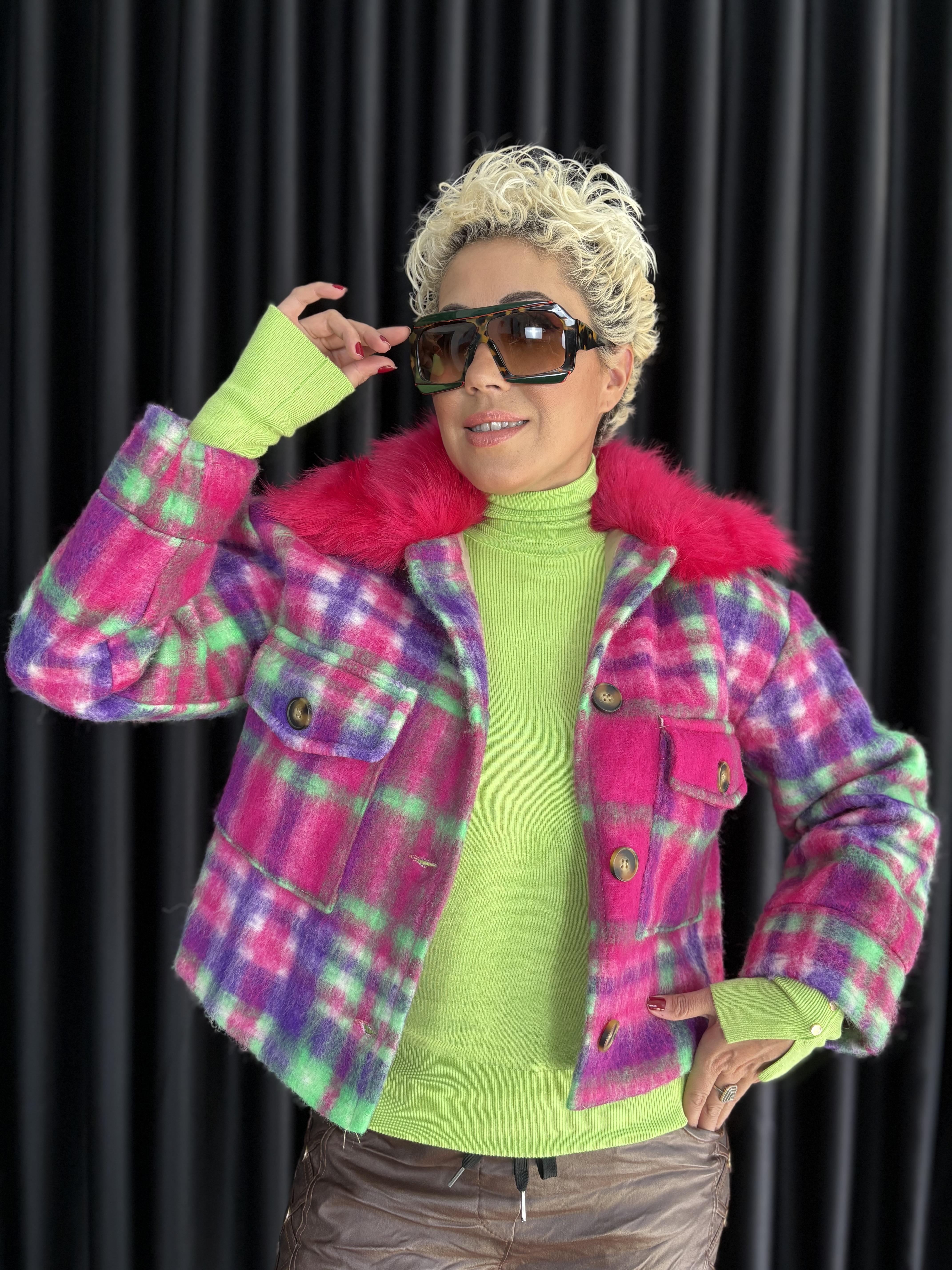 İthal Pembe Kürklü Mont 2