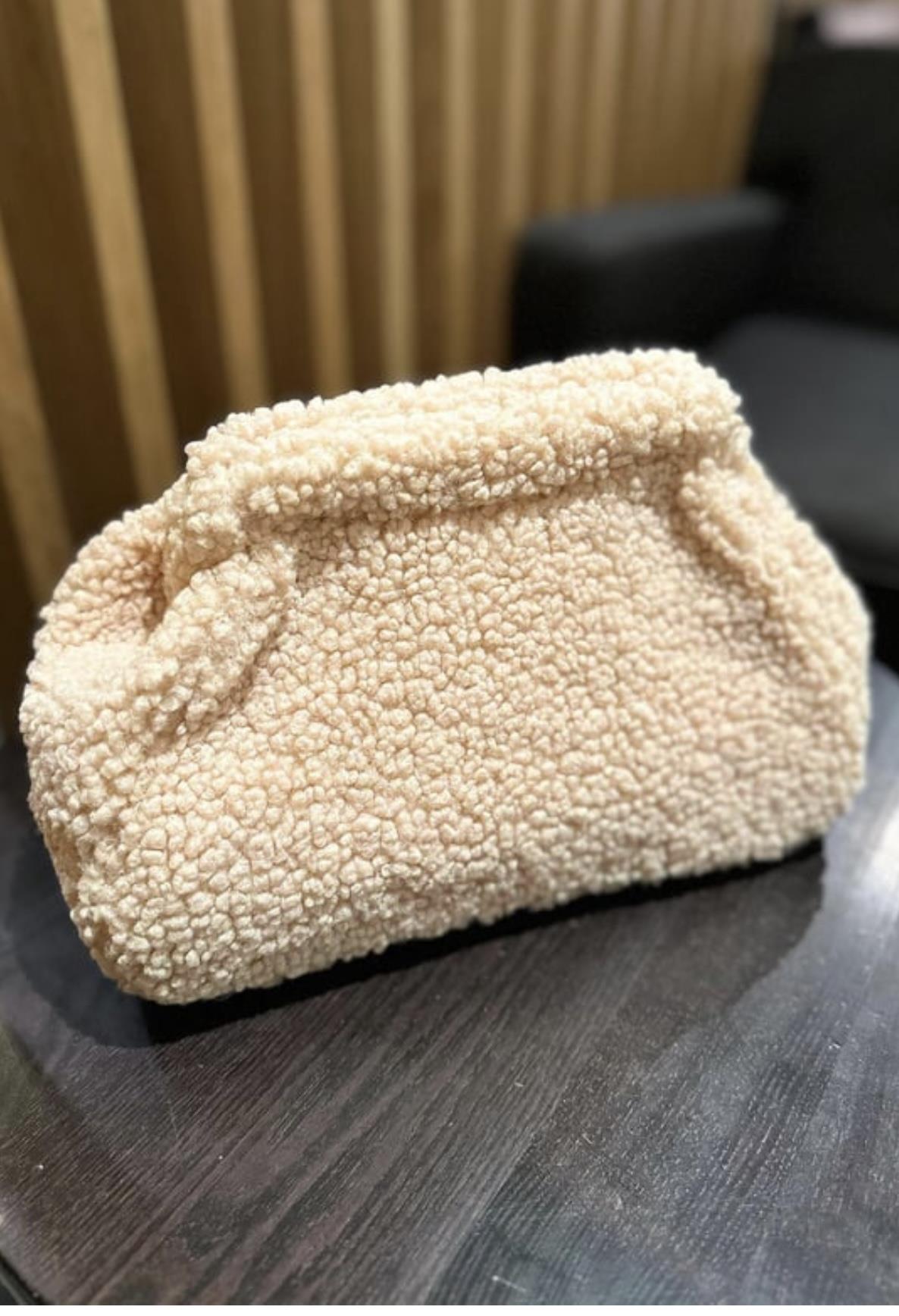 İthal Teddy Bej Clutch Portföy Çanta