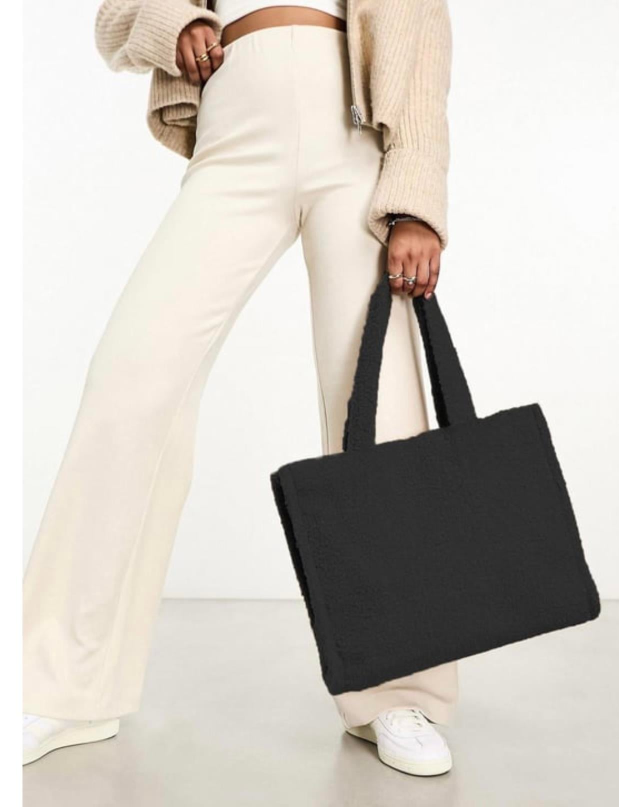 İthal Teddy Siyah Tote Bag Omuz Çantası