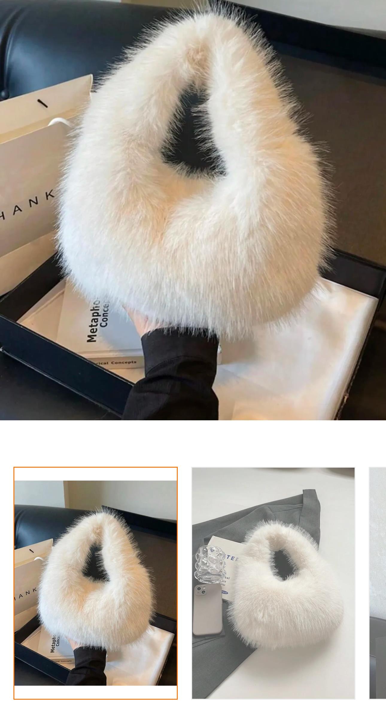 İthal White Angel Kürk Çanta