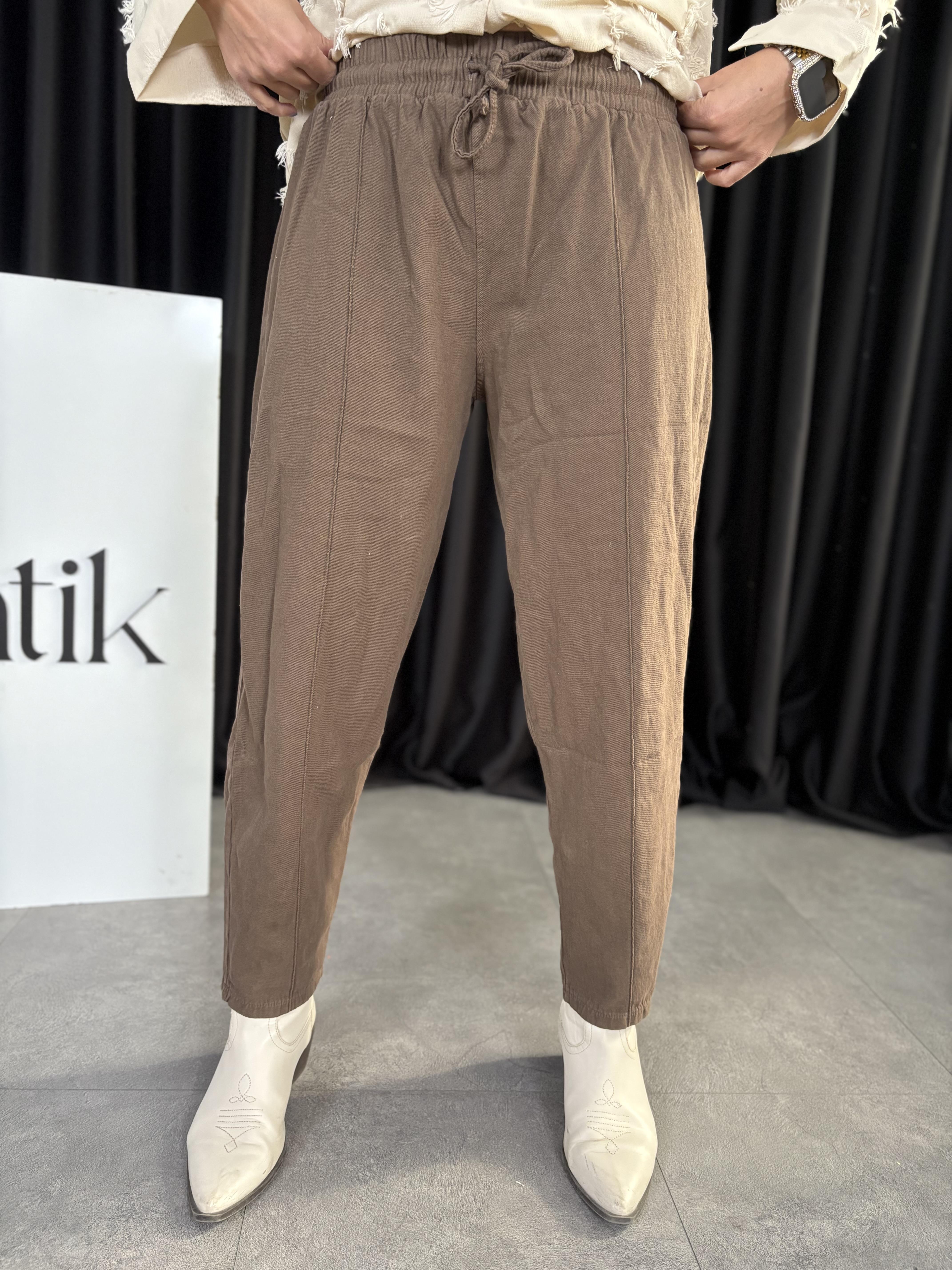 Kahve Keten Lara Pantolon