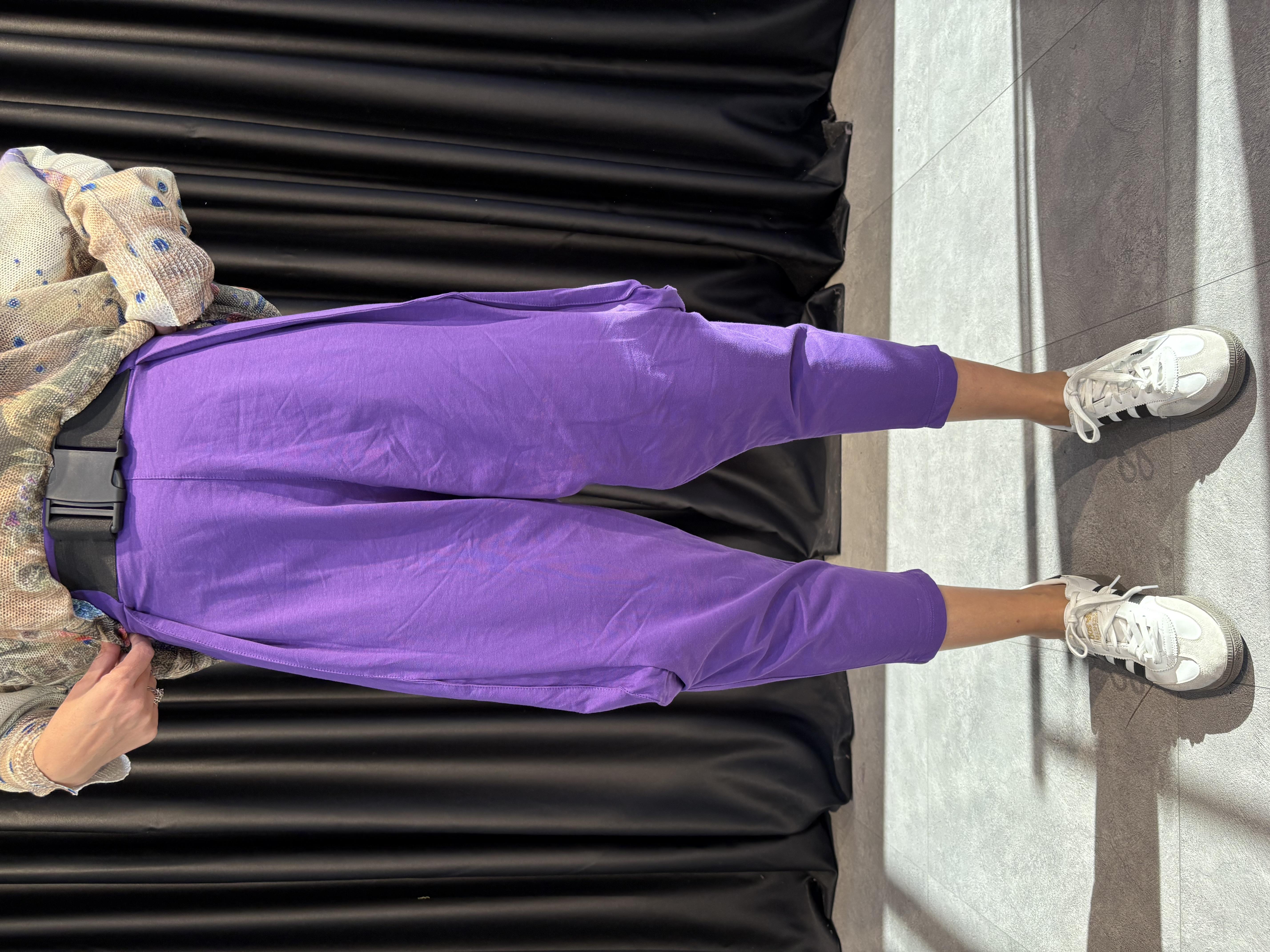 Kemer Detaylı Mor Şalvar