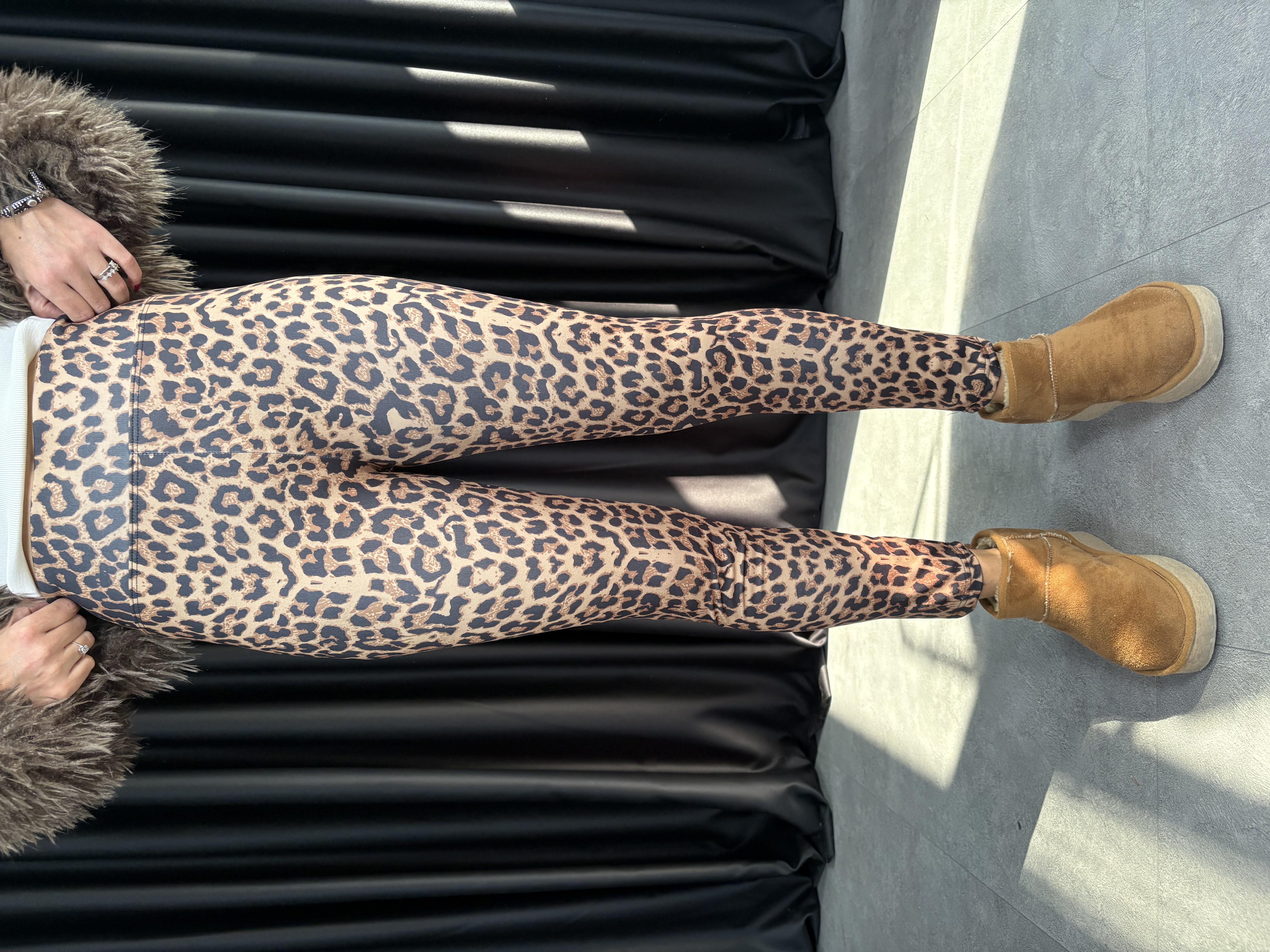 Leopar Desen Şardonlu Tayt 3