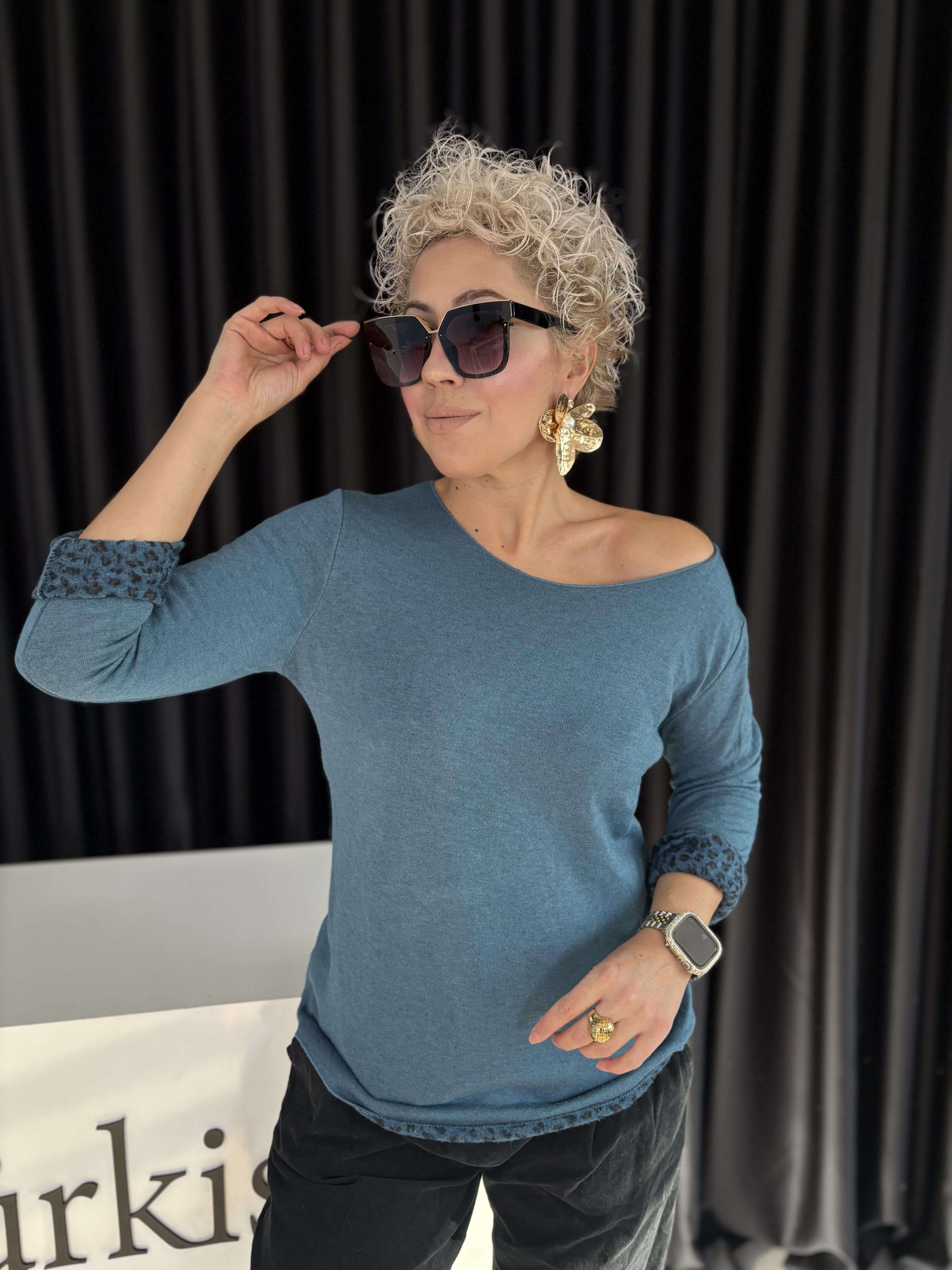 Leopar Detaylı İtalyan Angora Bluz 11