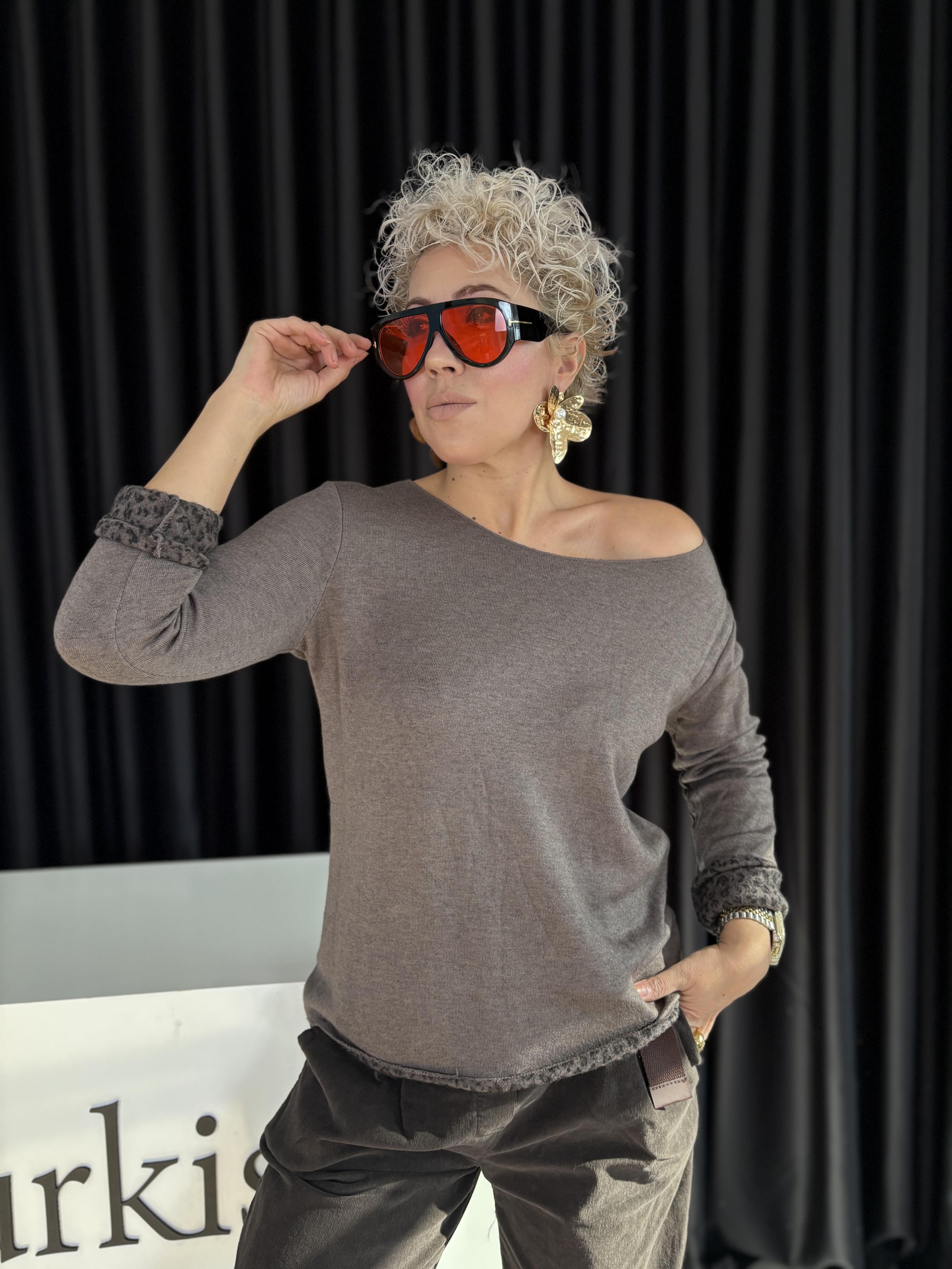 Leopar Detaylı İtalyan Angora Bluz 2