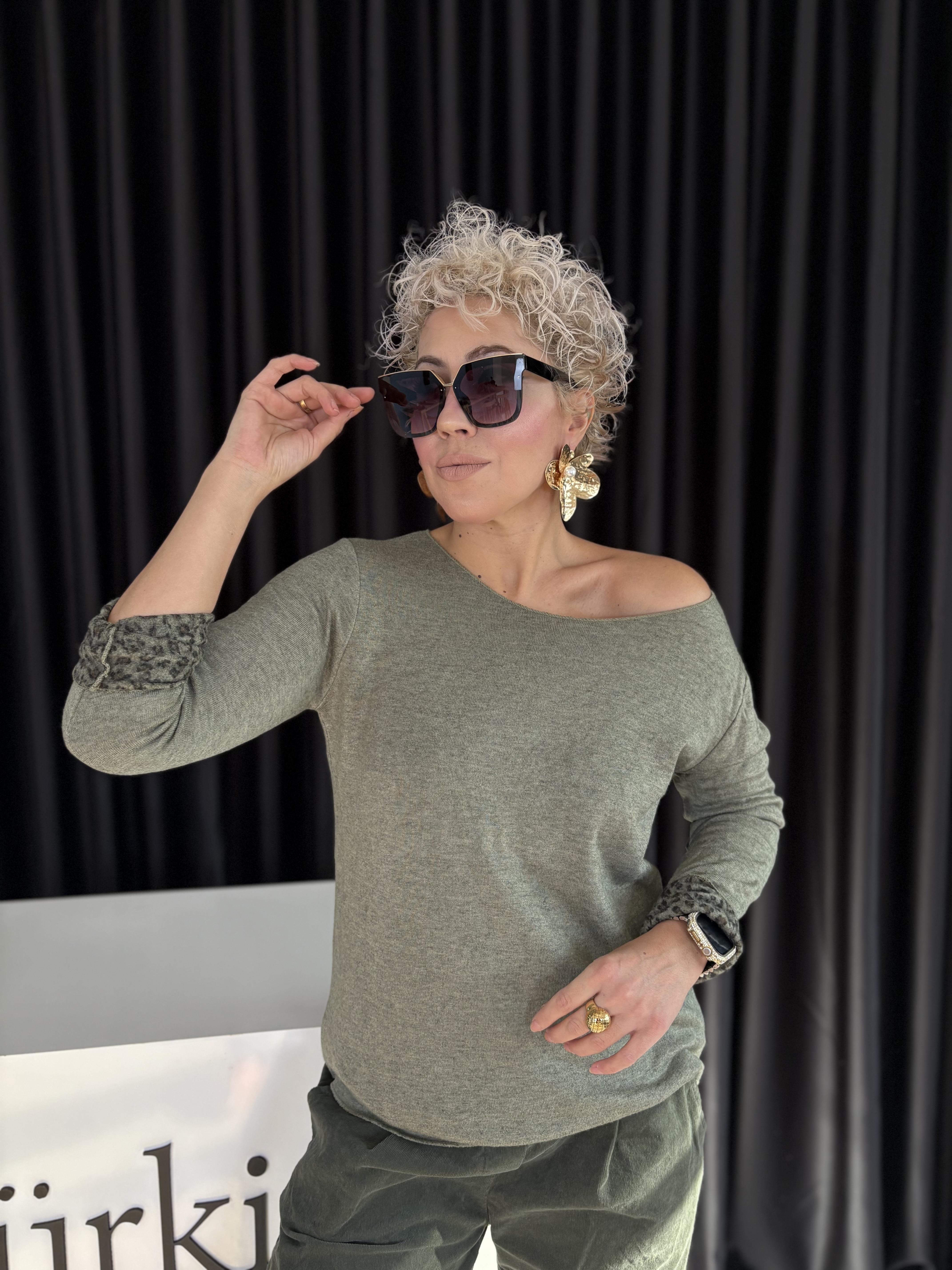 Leopar Detaylı İtalyan Angora Bluz 6