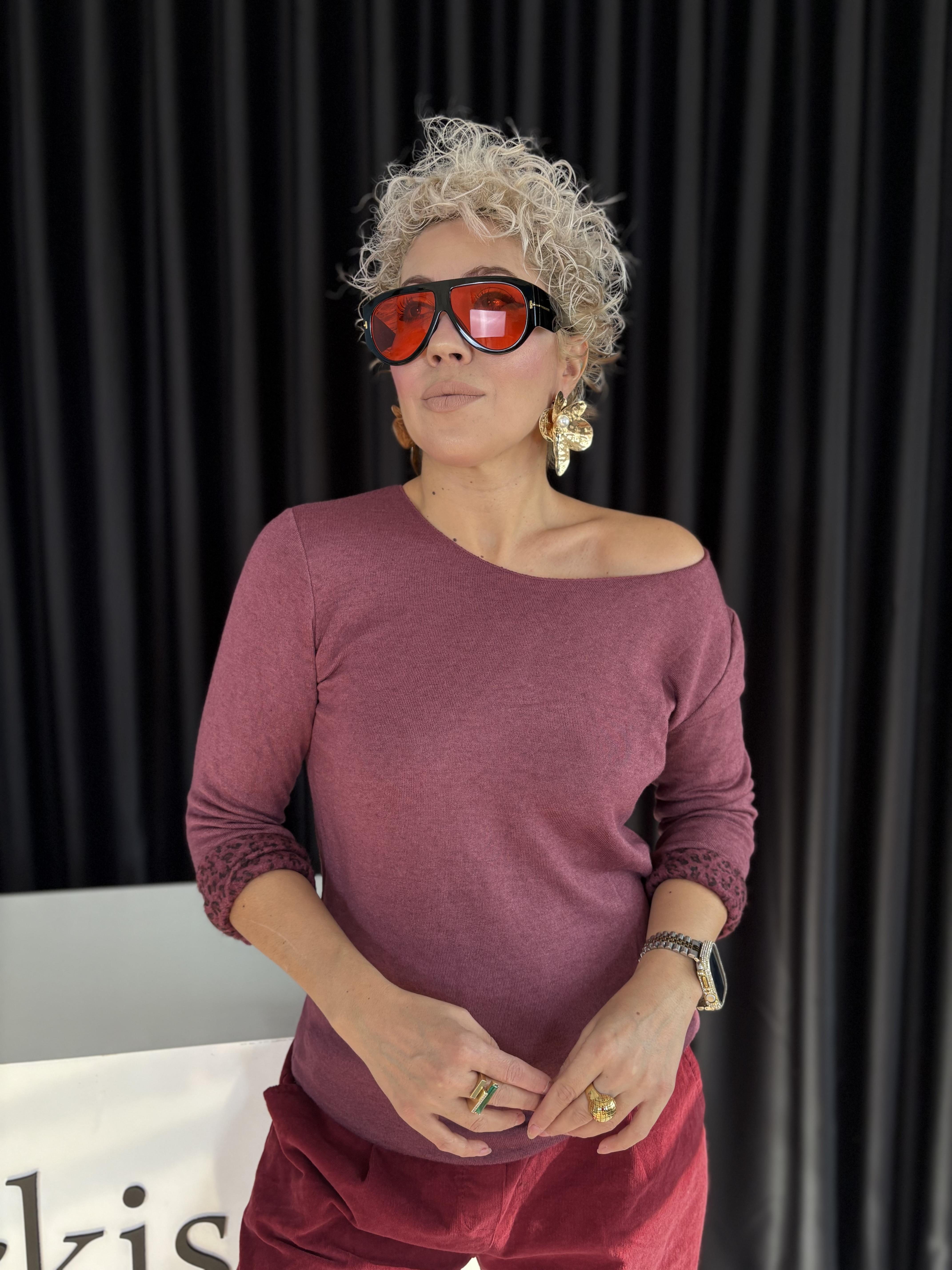 Leopar Detaylı İtalyan Angora Bluz 7