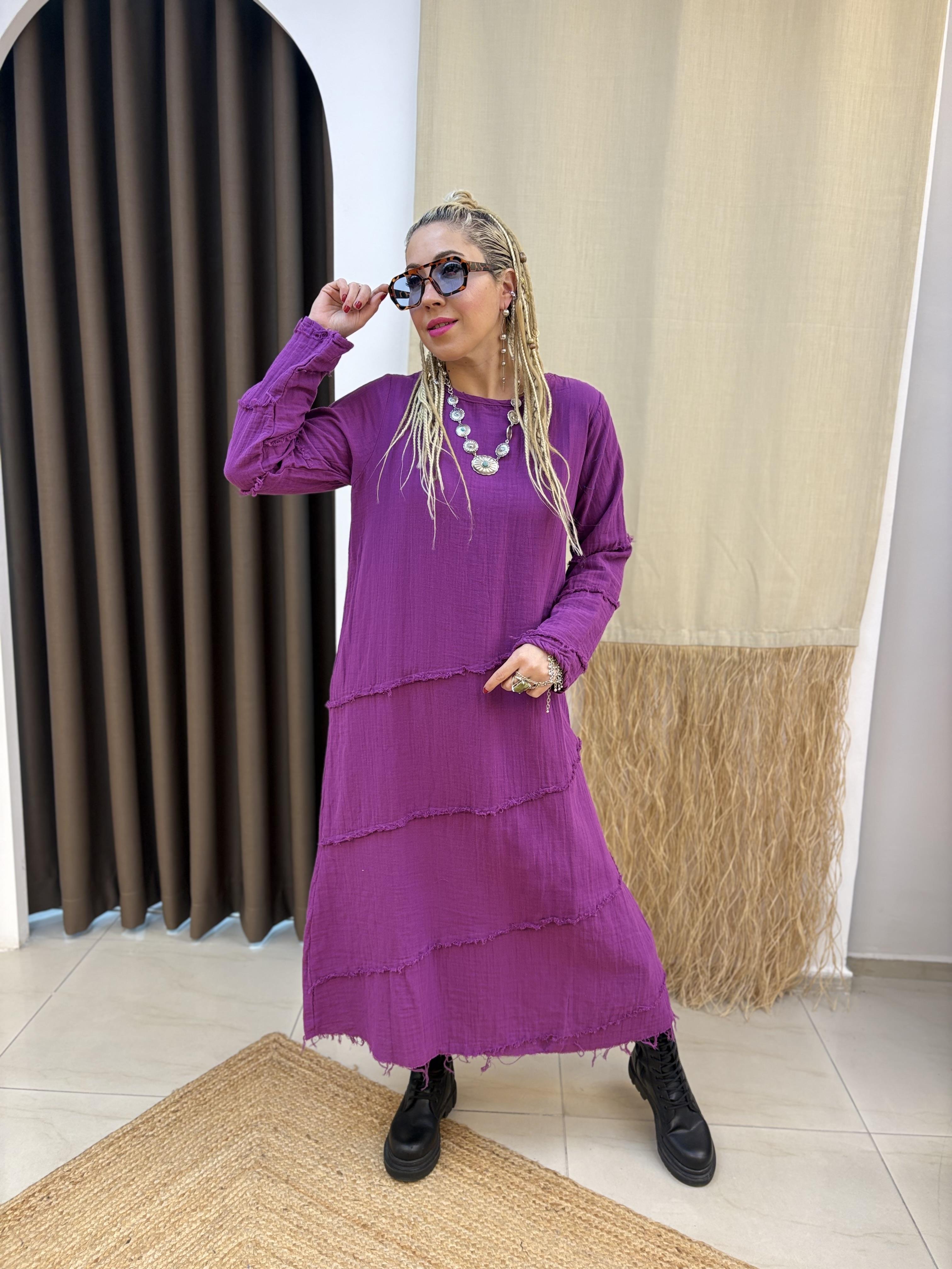 Müslin Mor Şule Elbise