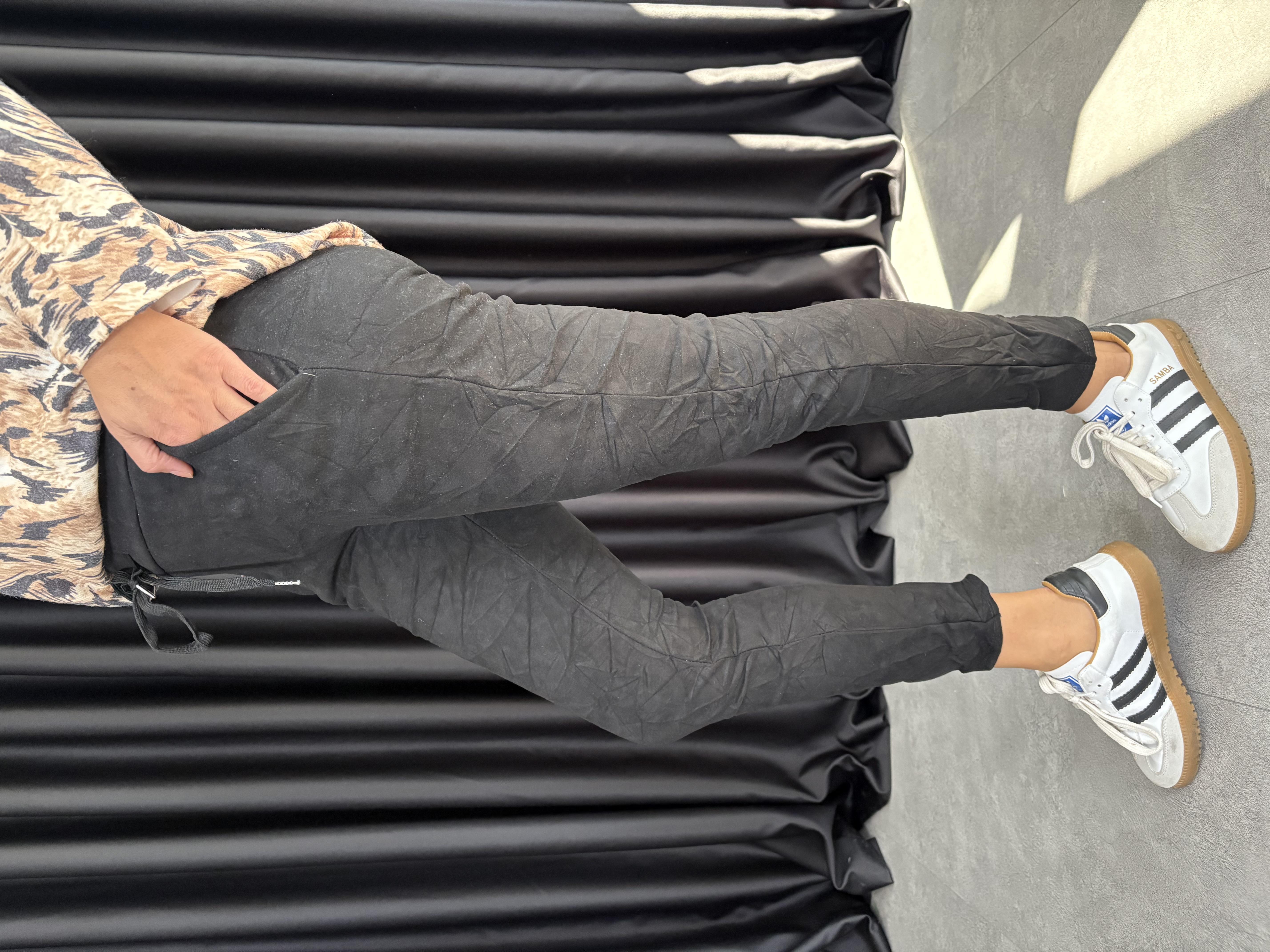 Nubuk İtalyan Siyah Pantolon