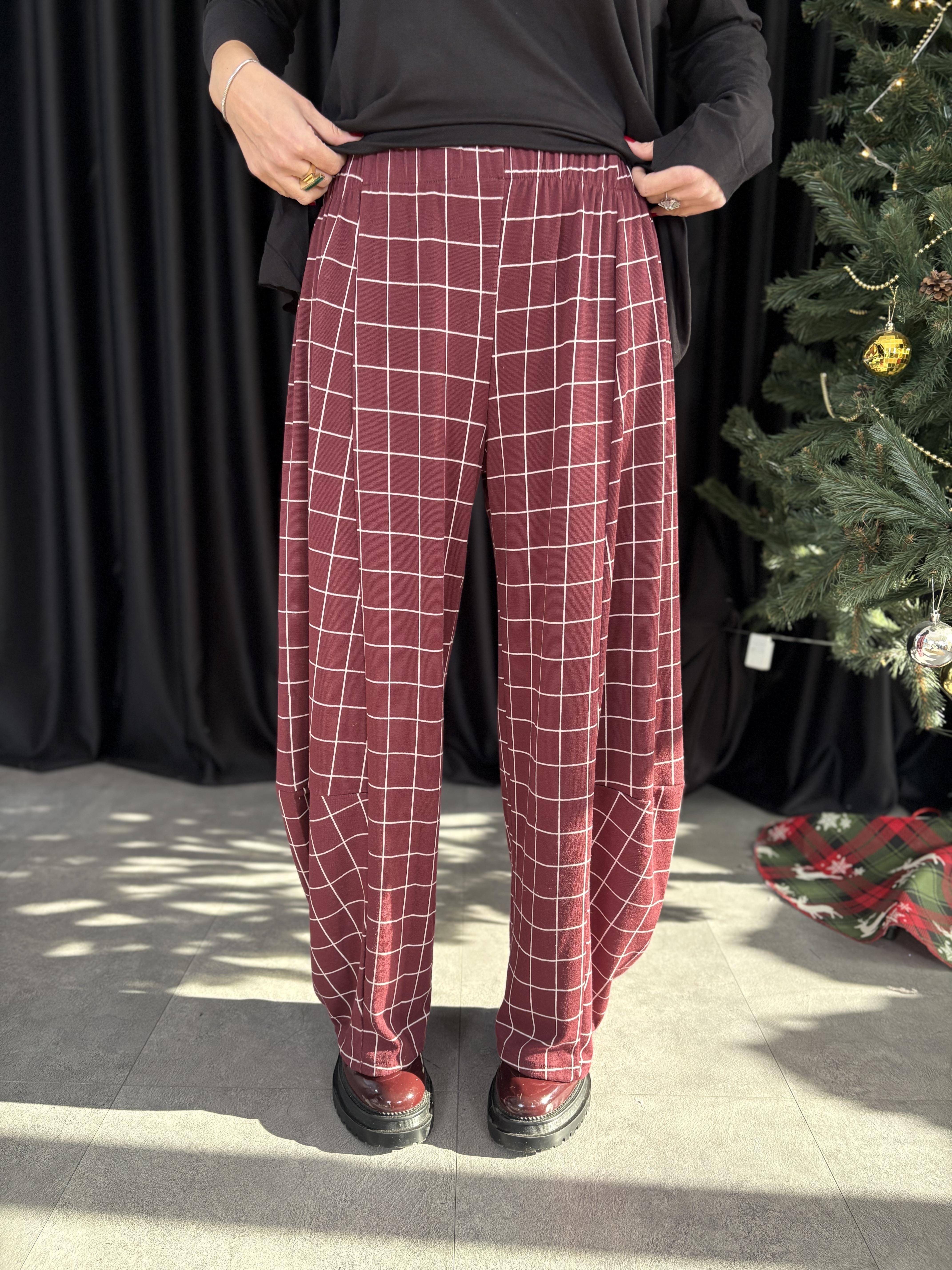 Bordo Triko Şalvar Pantolon