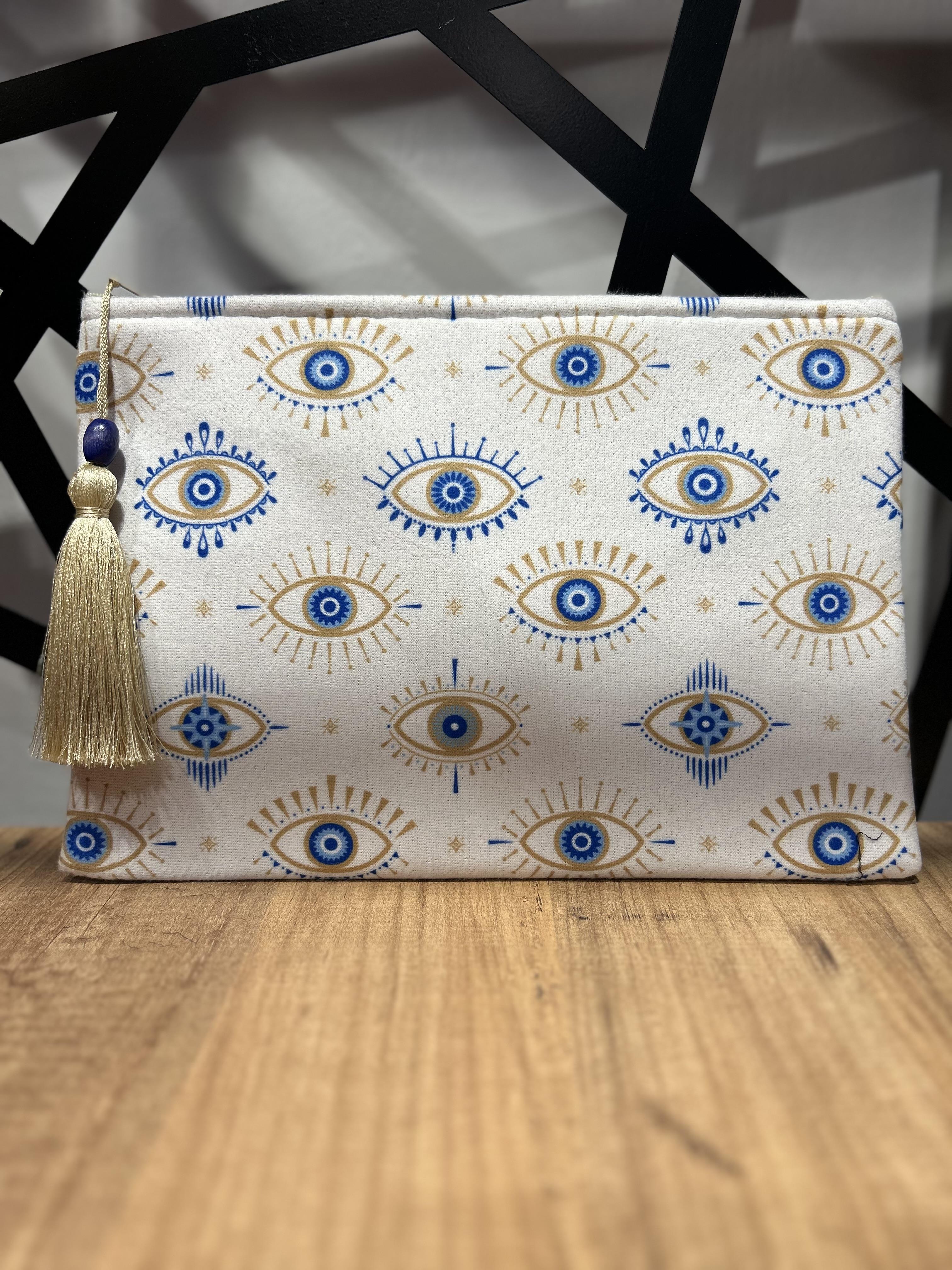 Göz Detay Beyaz Clutch Çanta 1