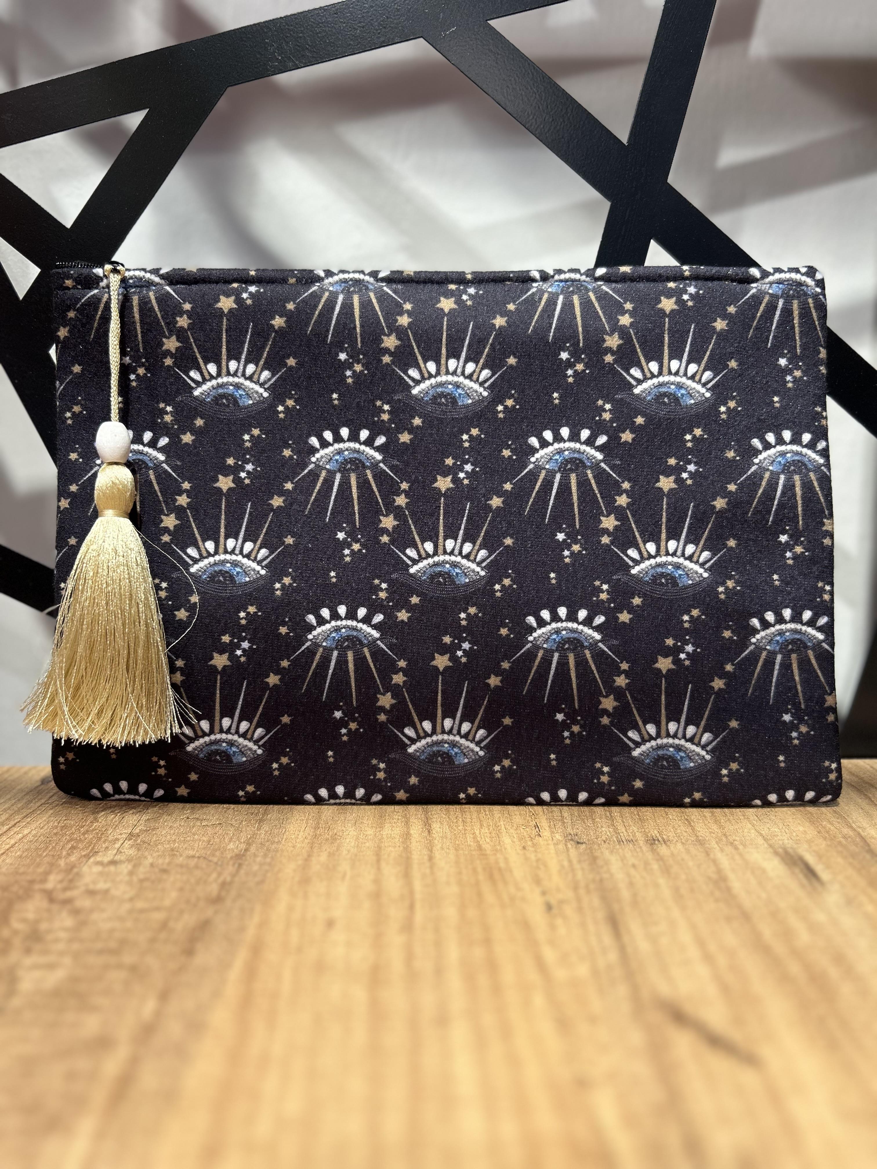 Göz Detay Siyah Clutch Çanta 1