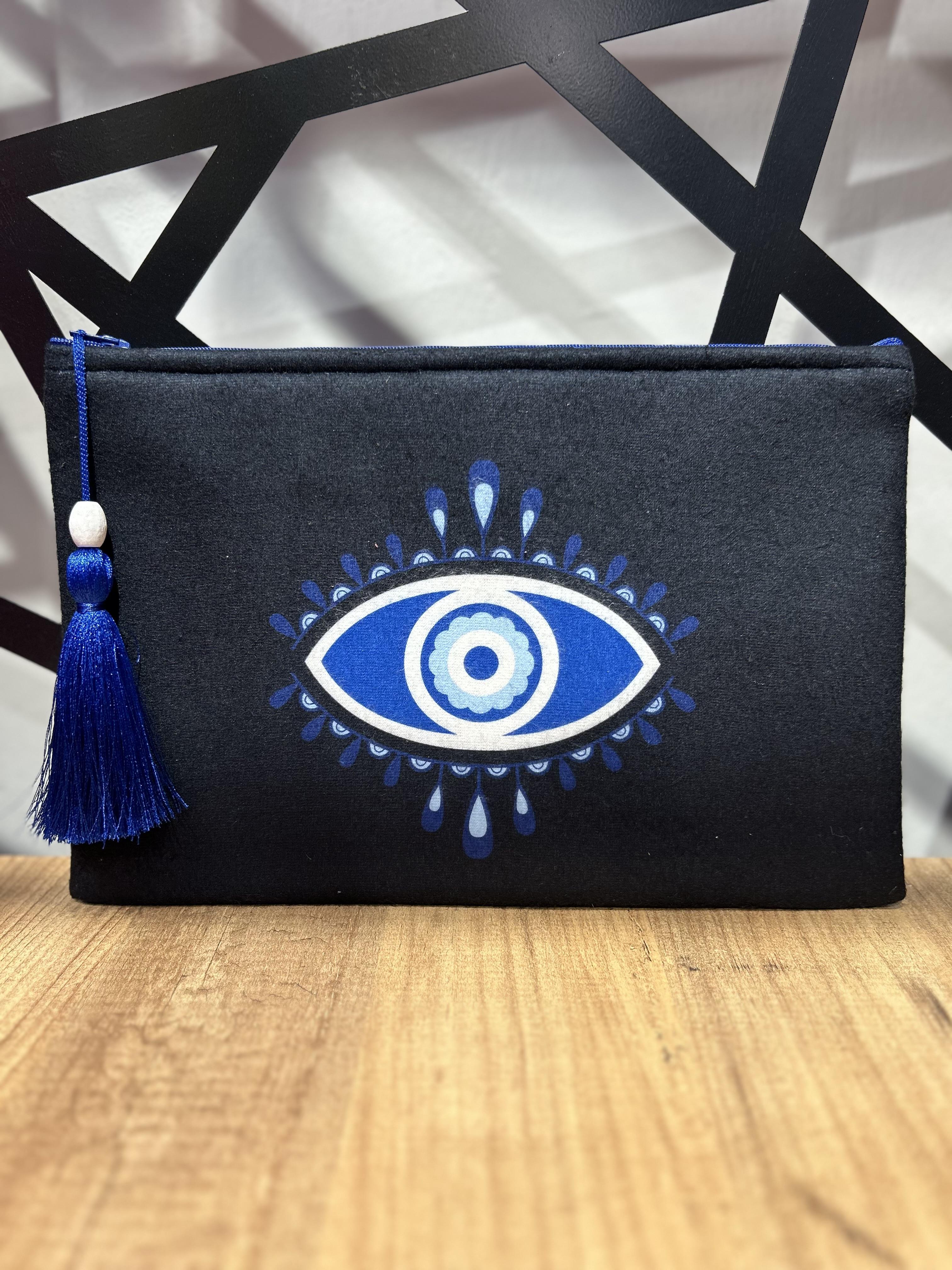 Göz Detay Siyah Clutch Çanta 4