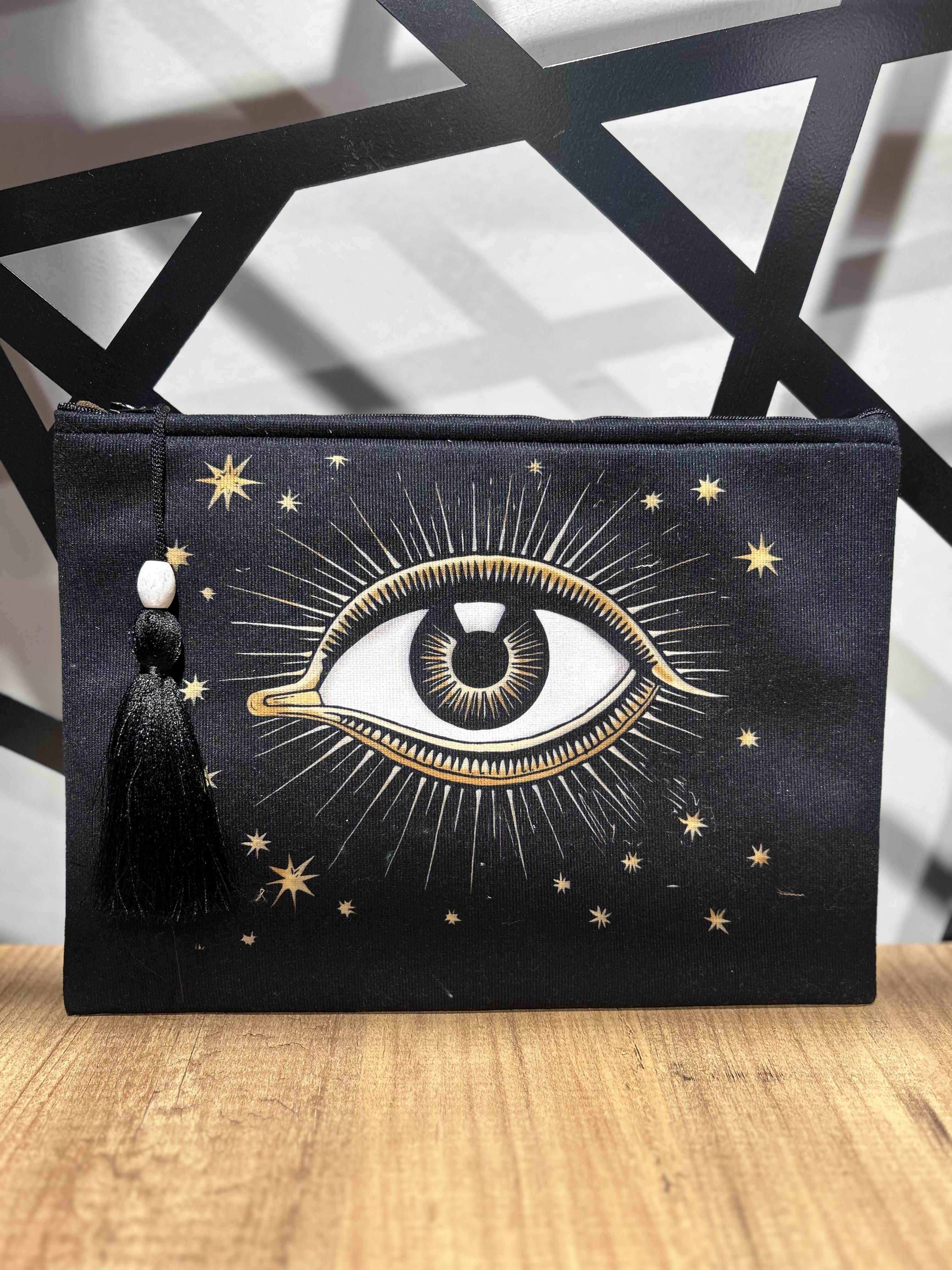 Göz Detay Siyah Clutch Çanta 5