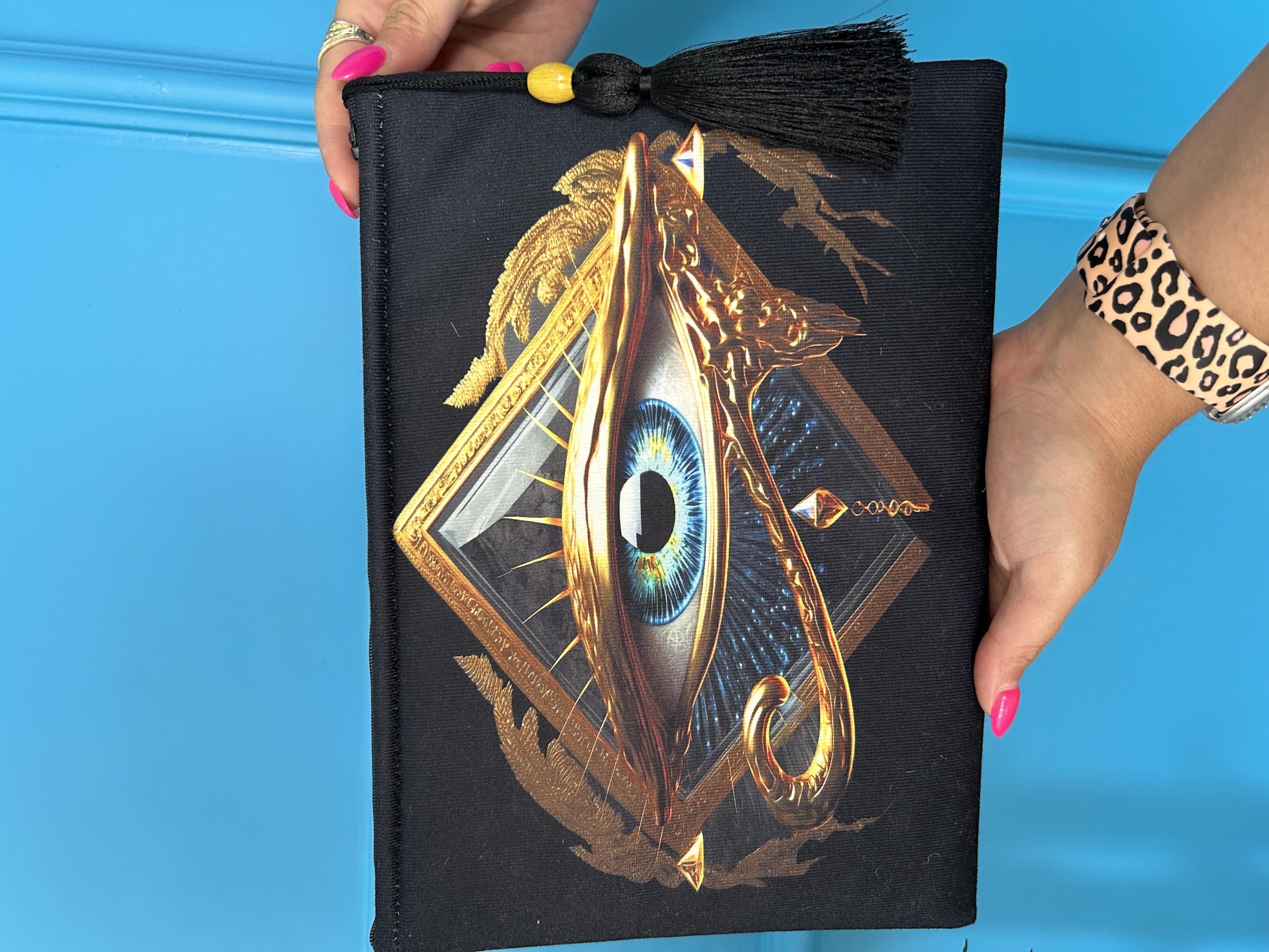 Göz Detaylı Turuncu Clutch Çanta
