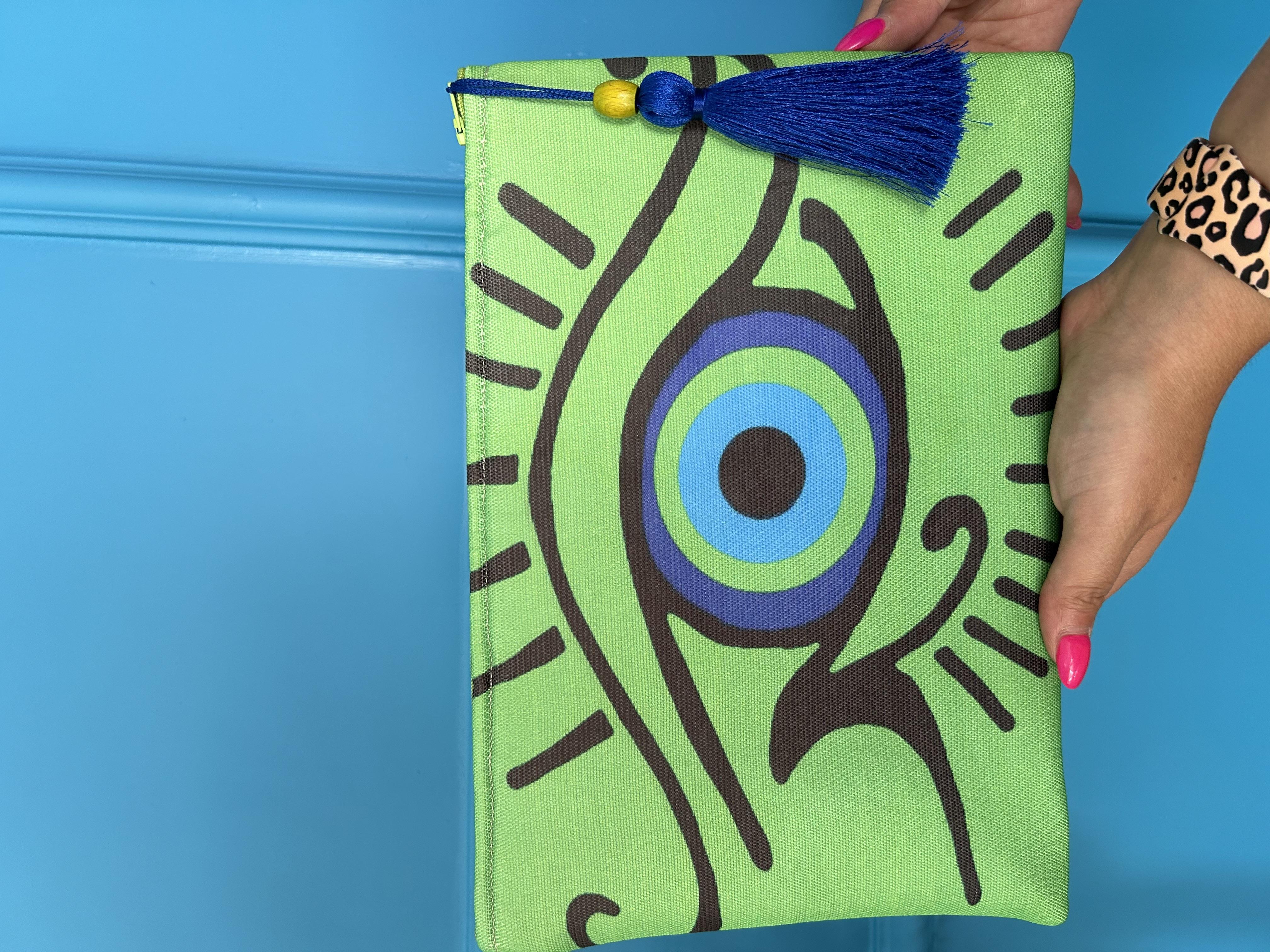 Göz Detaylı Yeşil Clutch Çanta 
