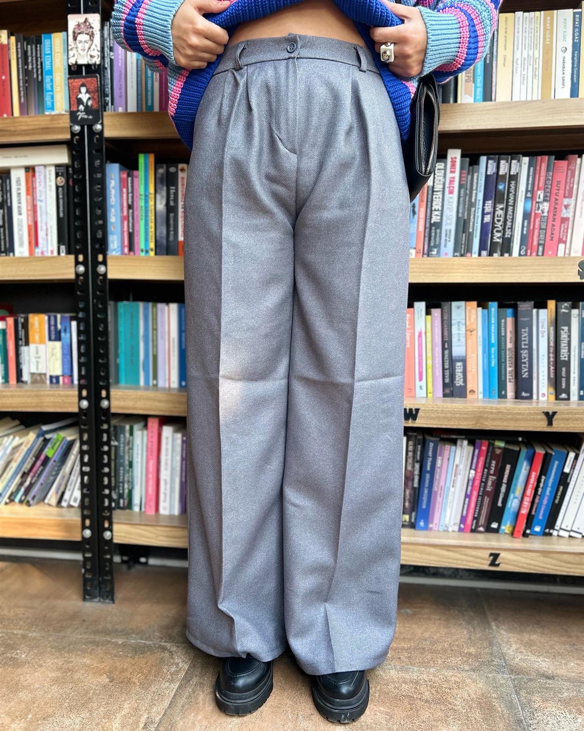 Gri Renk Palazzo Pantalon