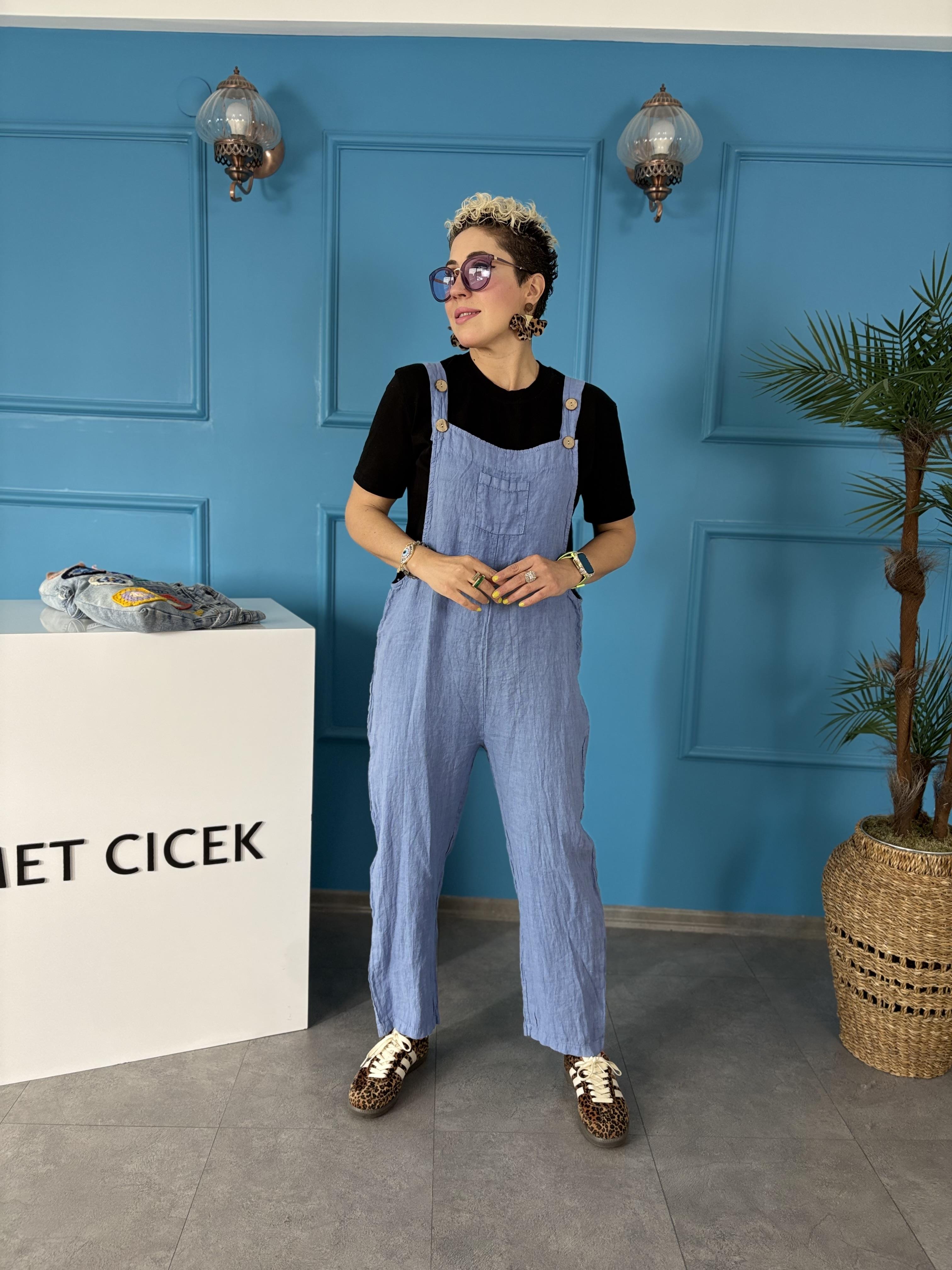 Ham Keten İtalyan Bebe Mavi Tulum