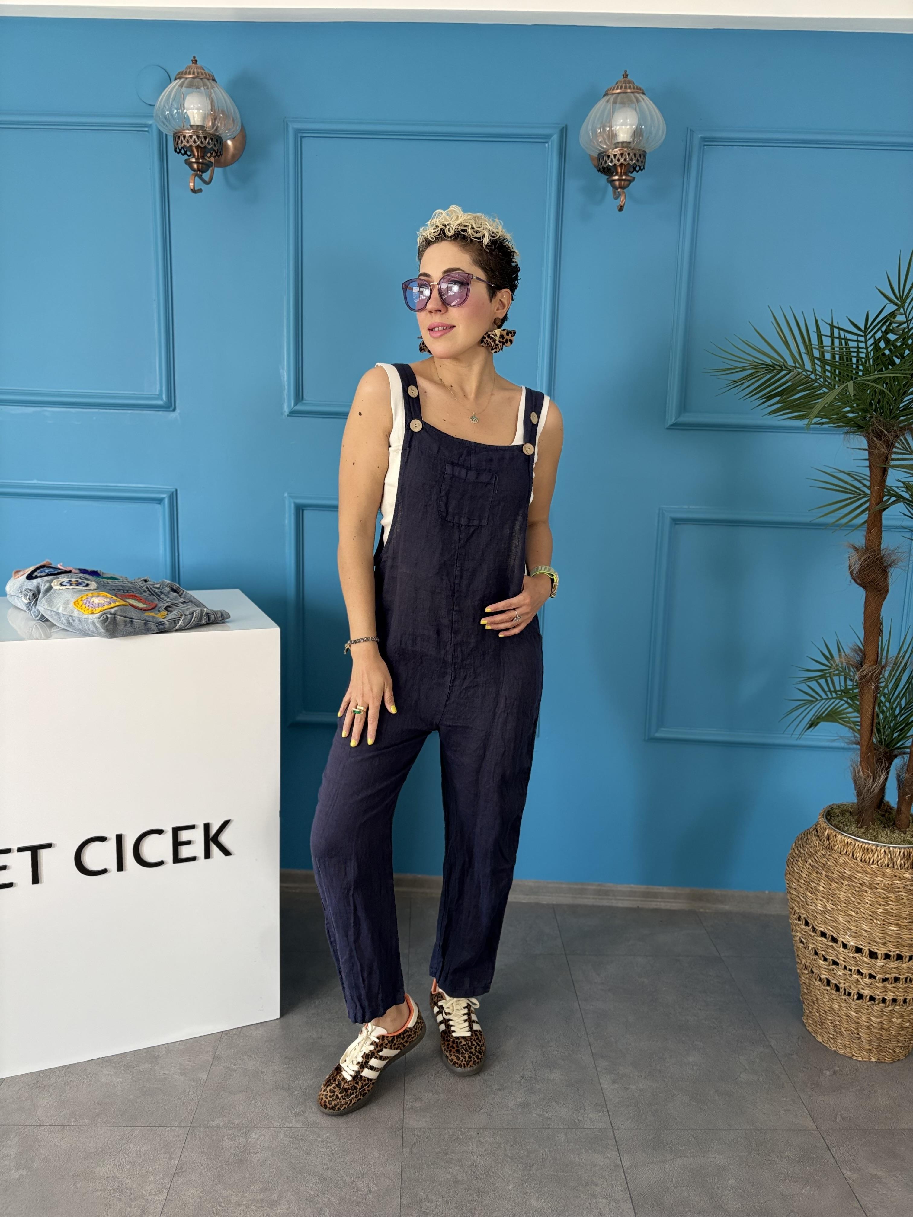 Ham Keten İtalyan Lacivert Tulum