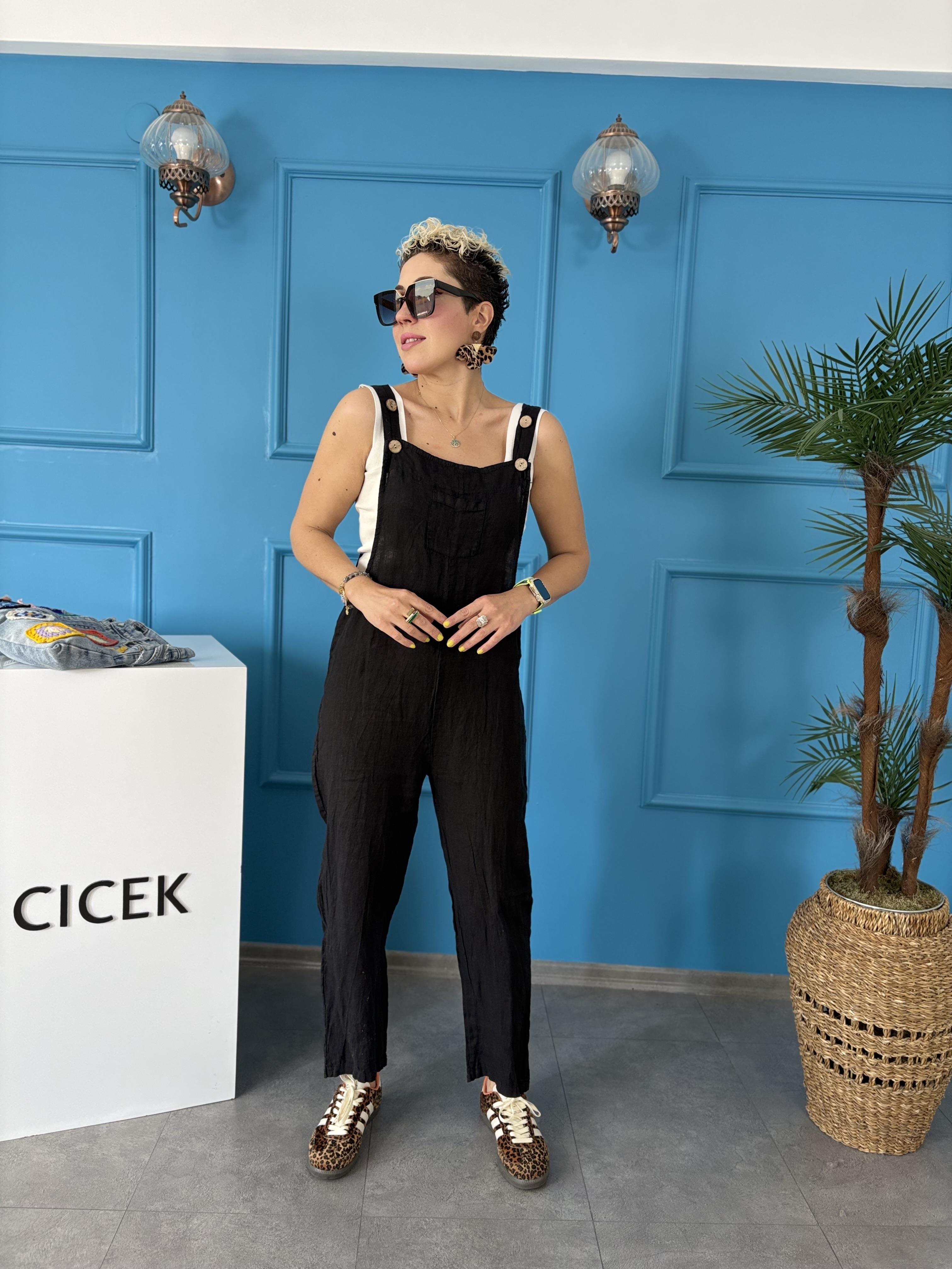 Ham Keten İtalyan Siyah Tulum