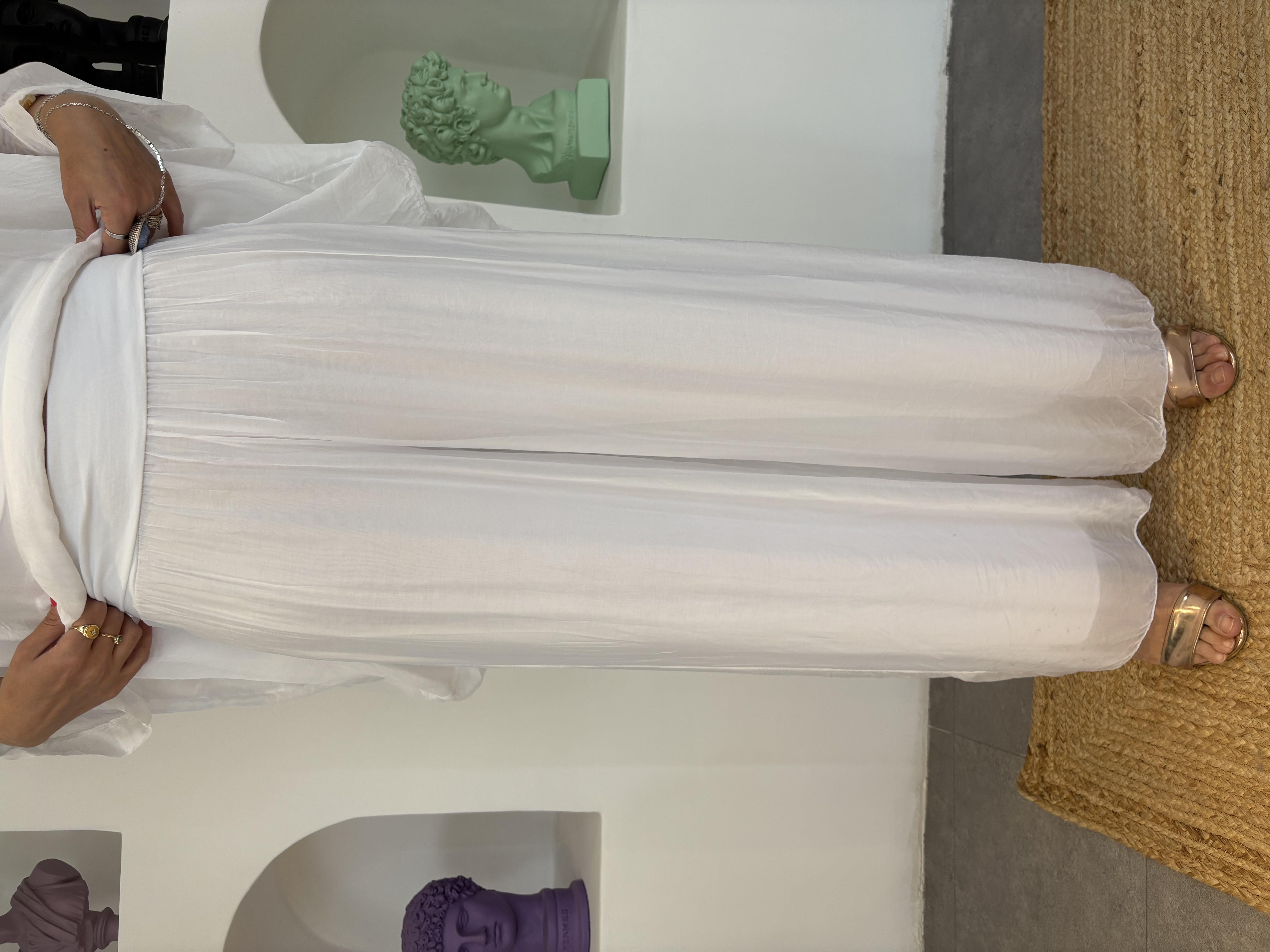 İtalyan Beyaz İpek Pantolon