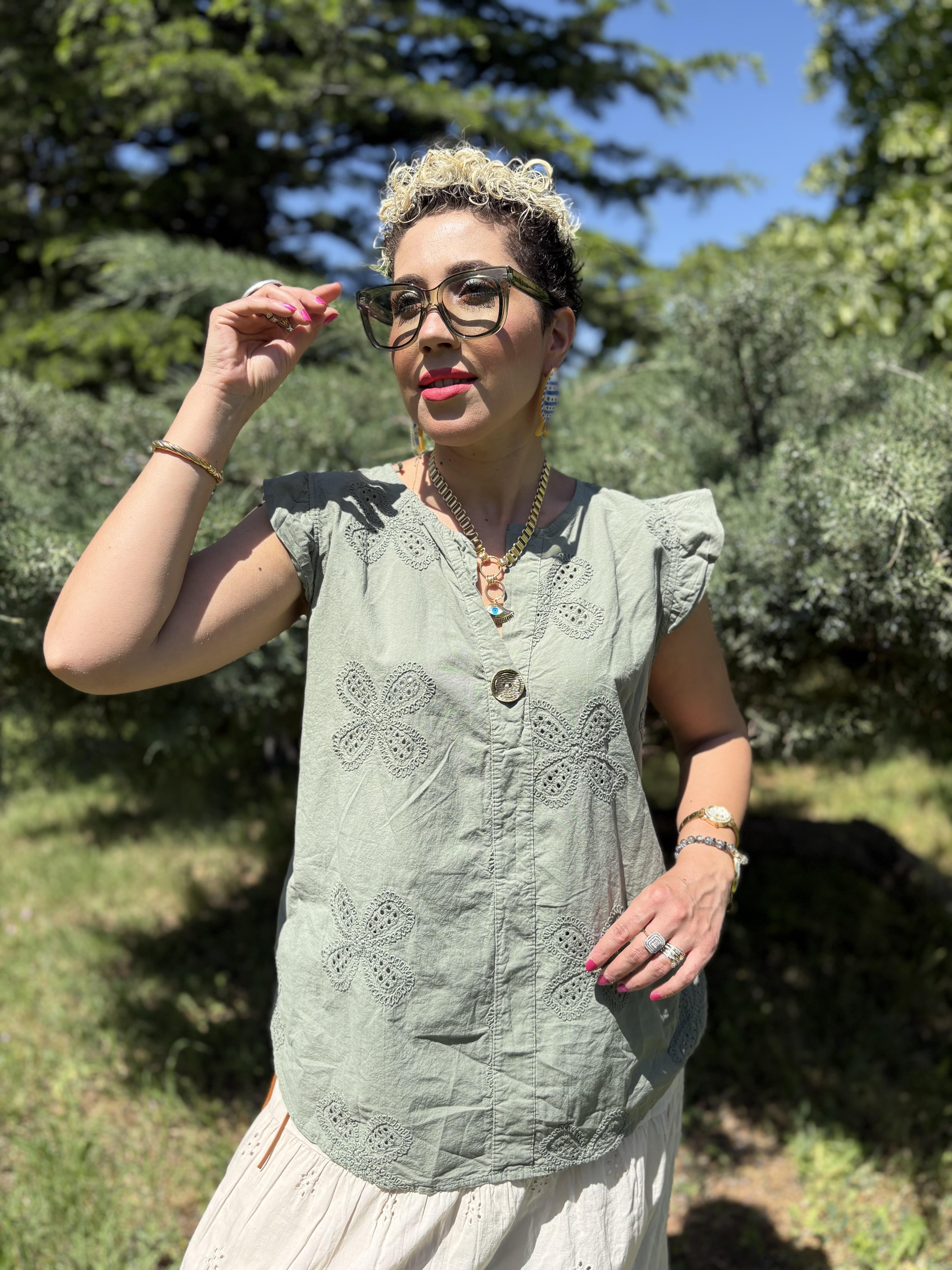 İtalyan Fistolu Haki Pamuklu Gömlek