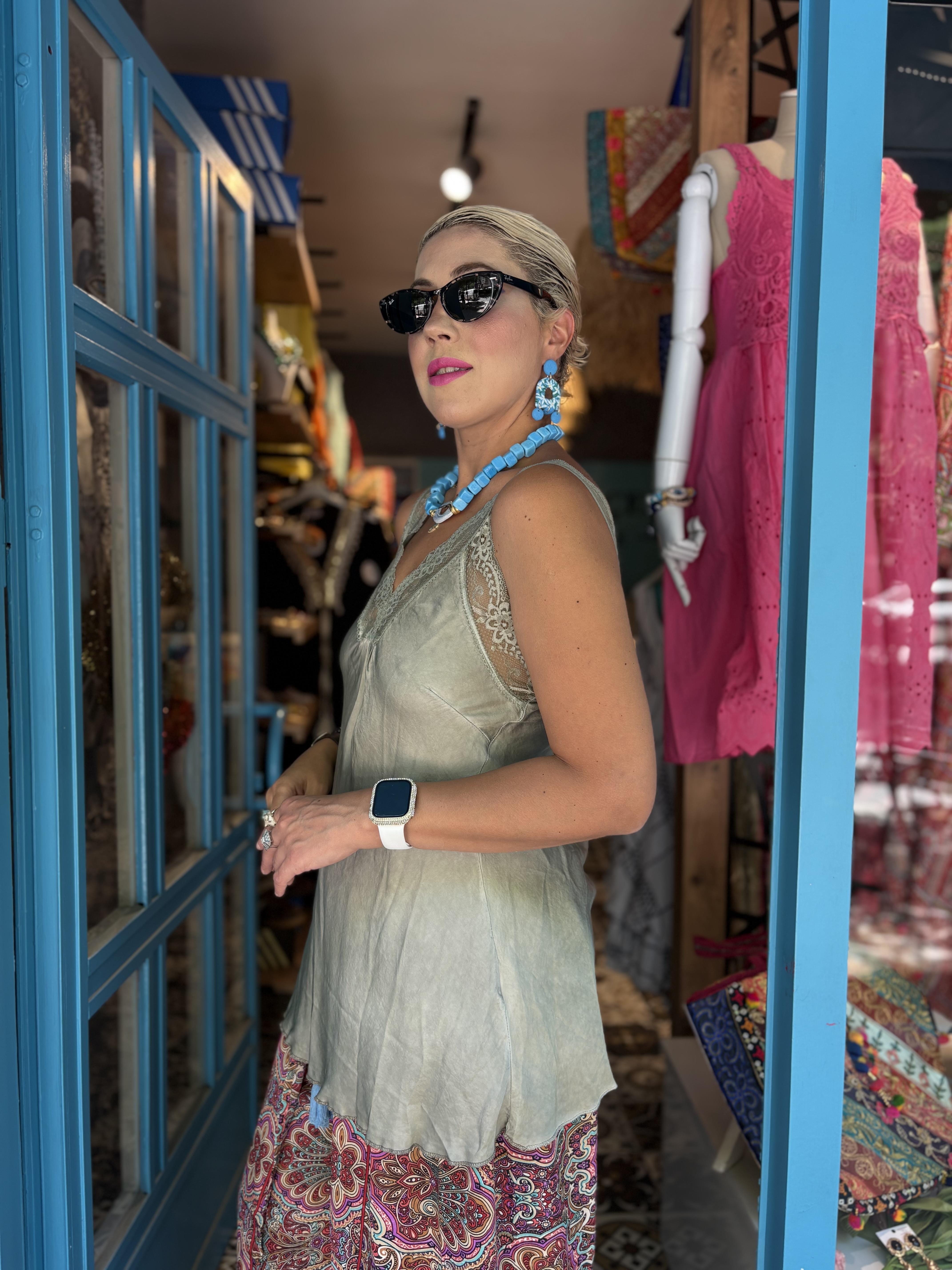 İtalyan Haki İpek Bluz