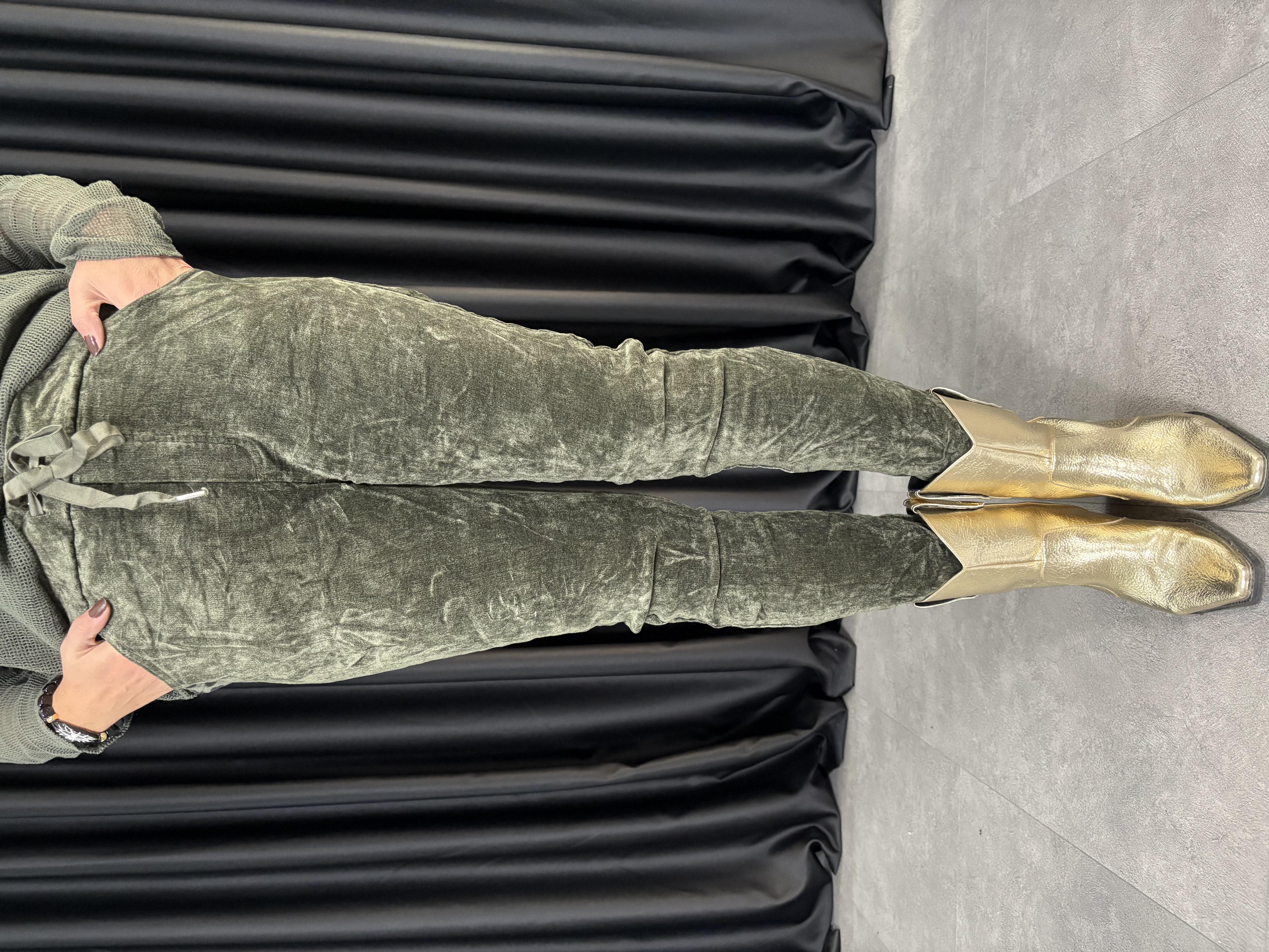 İtalyan Haki Kadife Pantolon