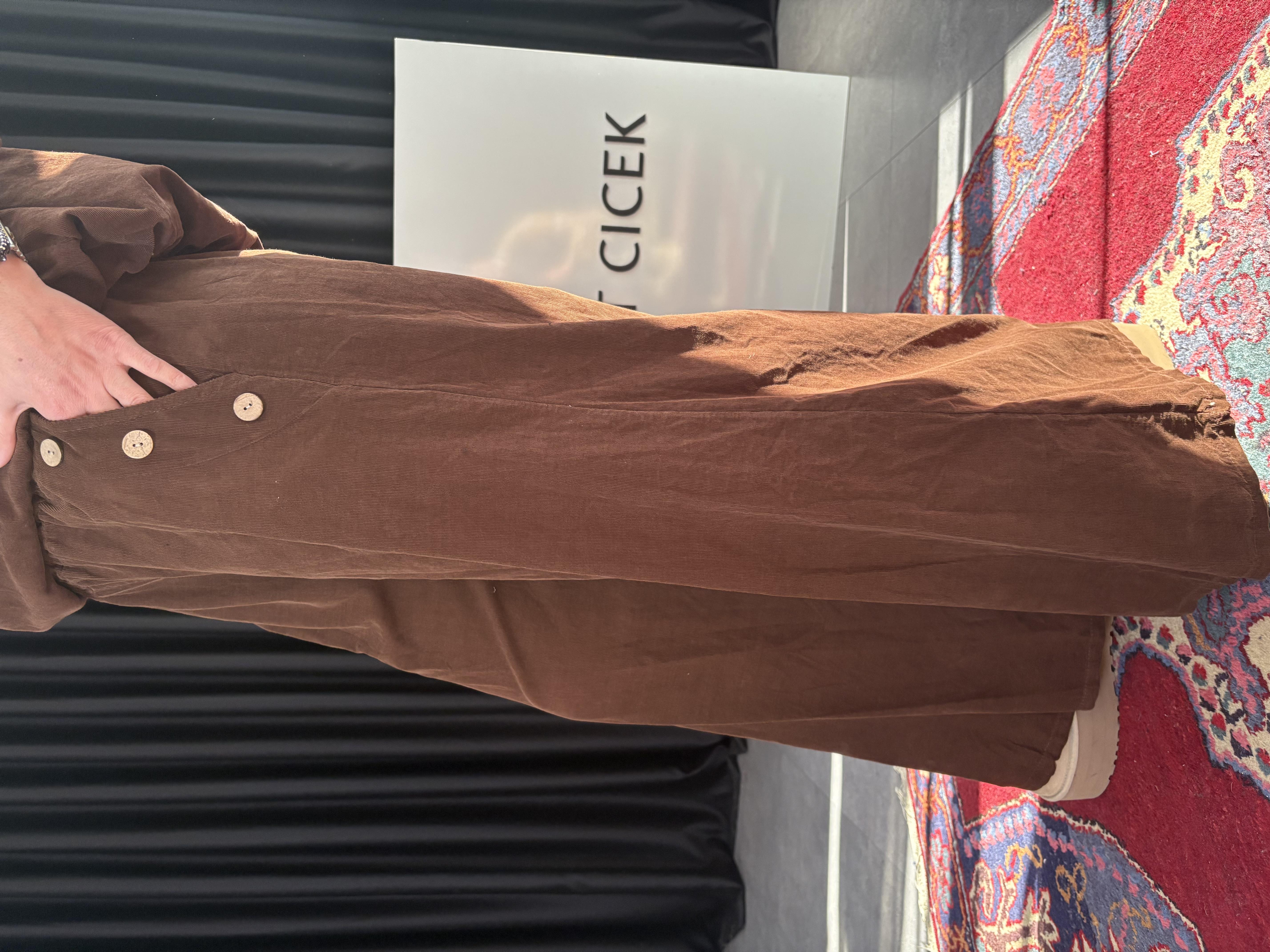 İtalyan Kahve Kadife Palazzo Pantolon