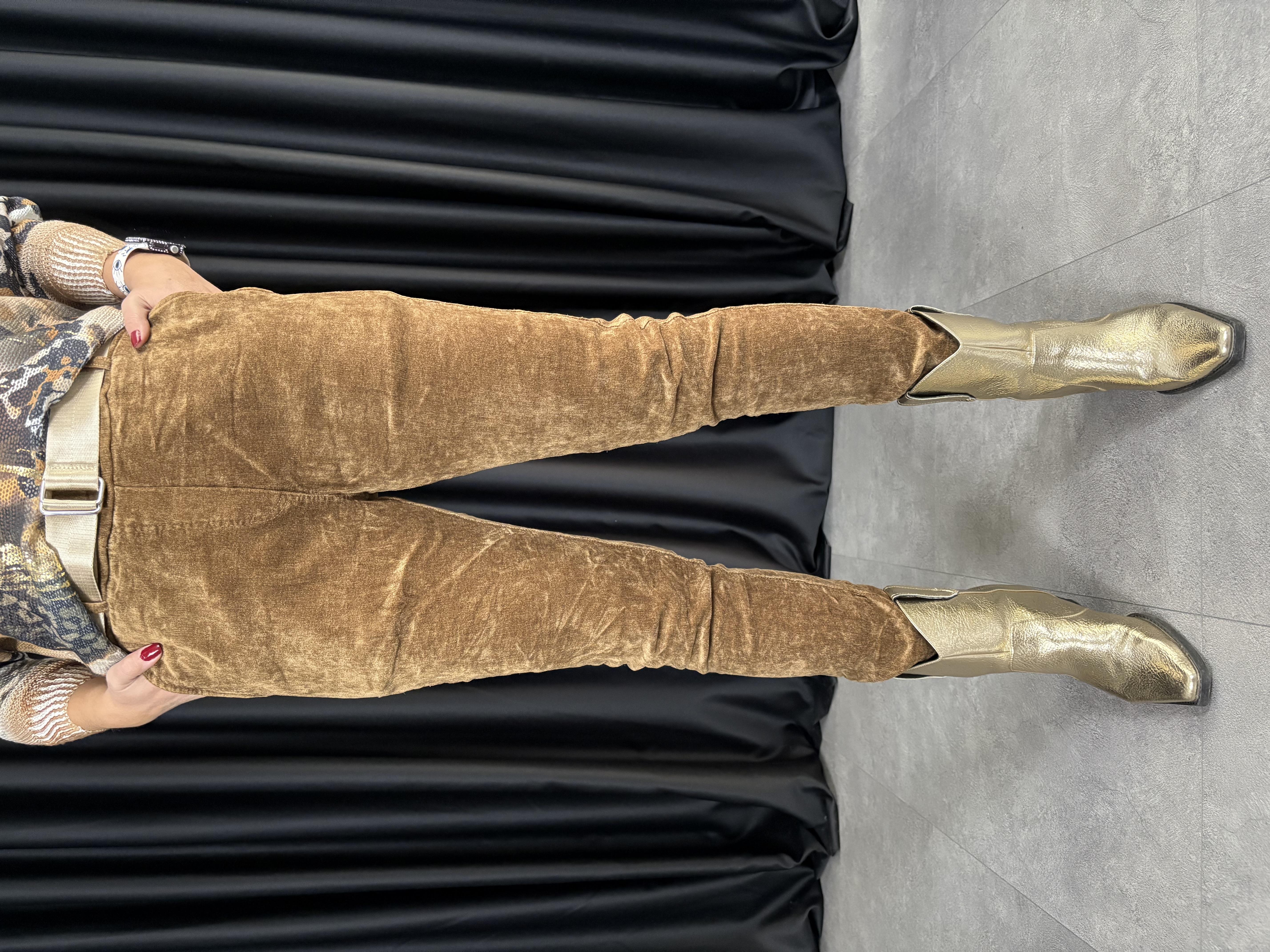 İtalyan Kemerli Camel Kadife Pantolon