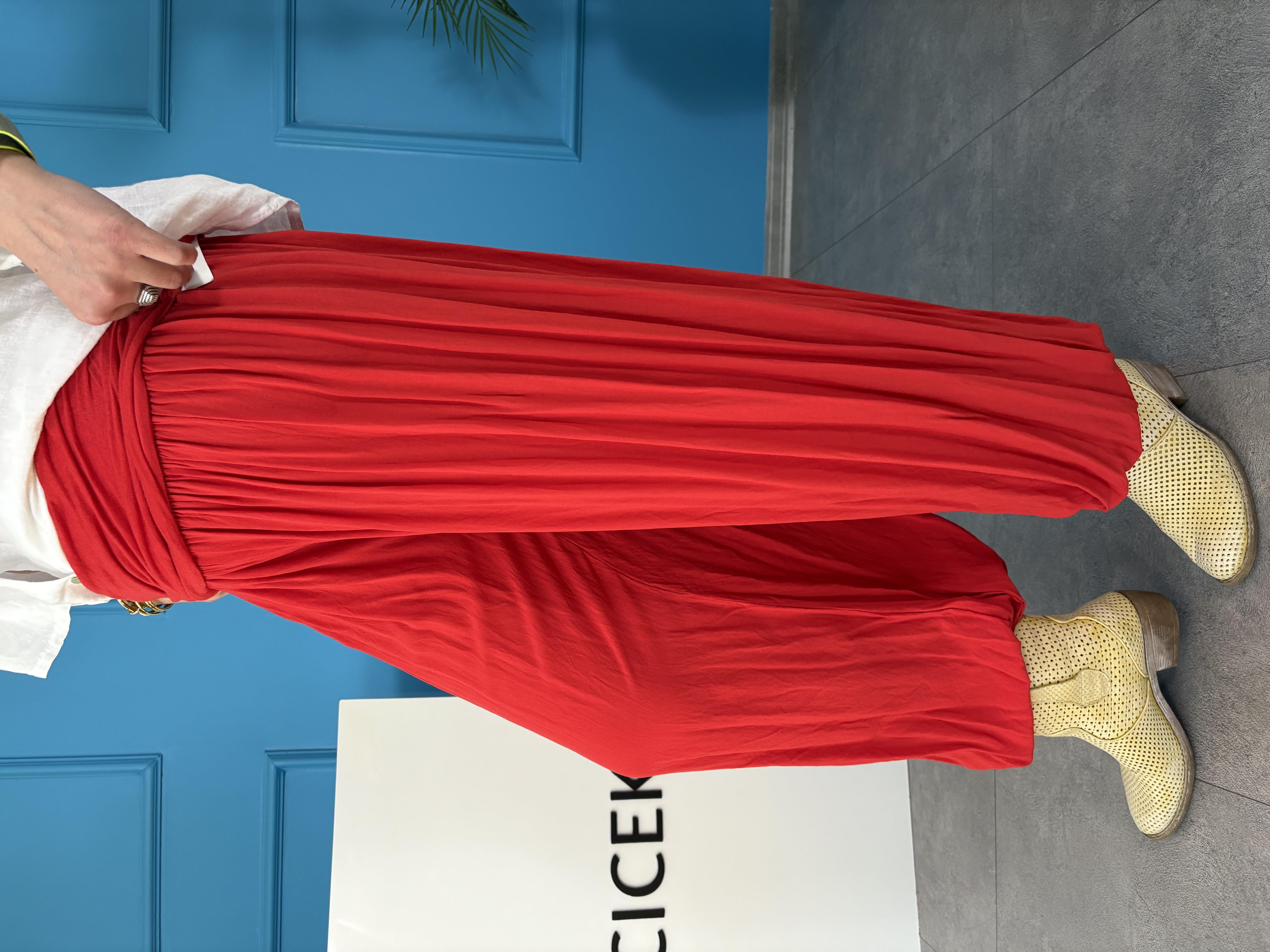 İtalyan Kırmızı Şalvar Pantolon