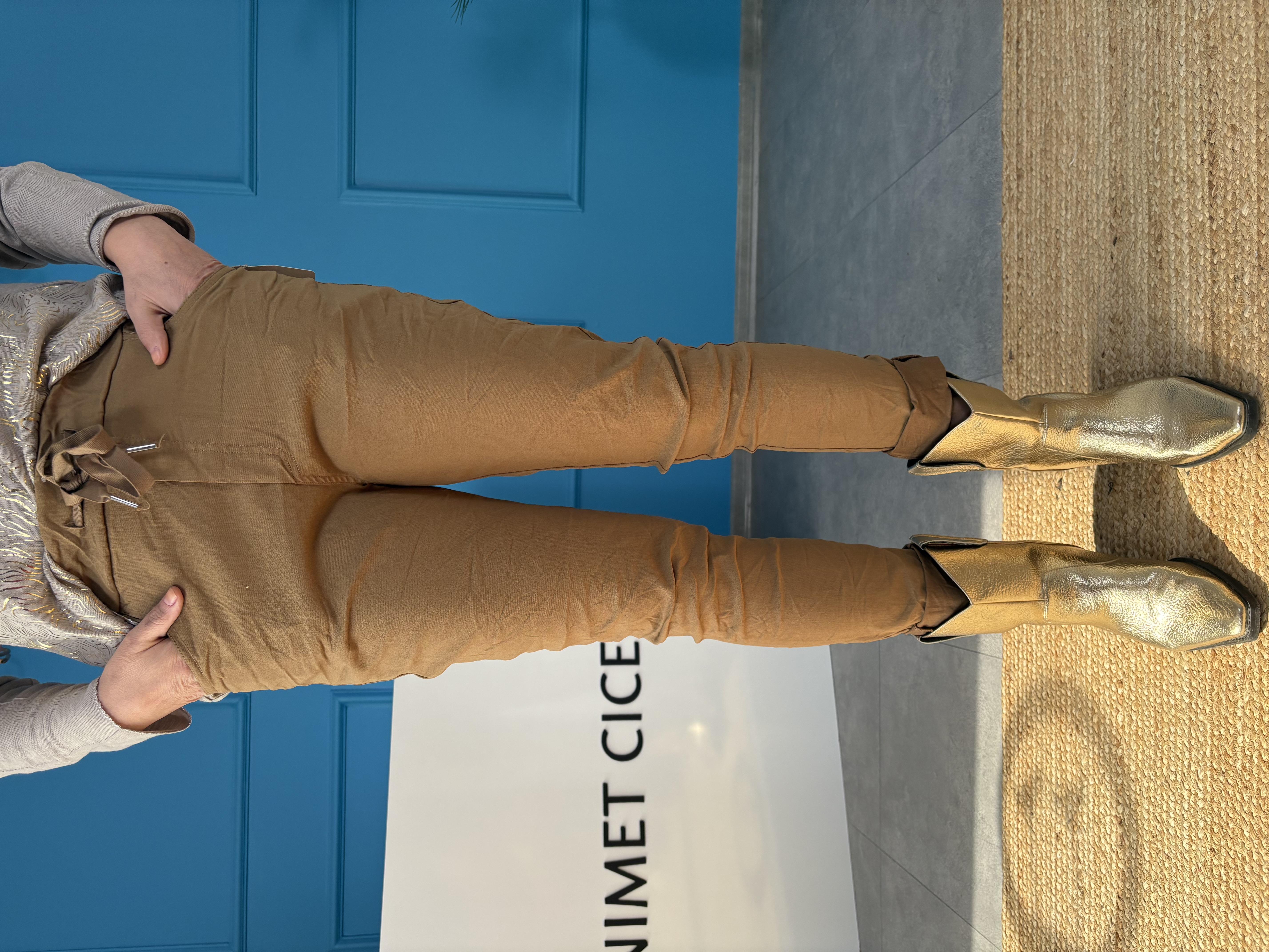 İtalyan Likralı Camel Pantolon