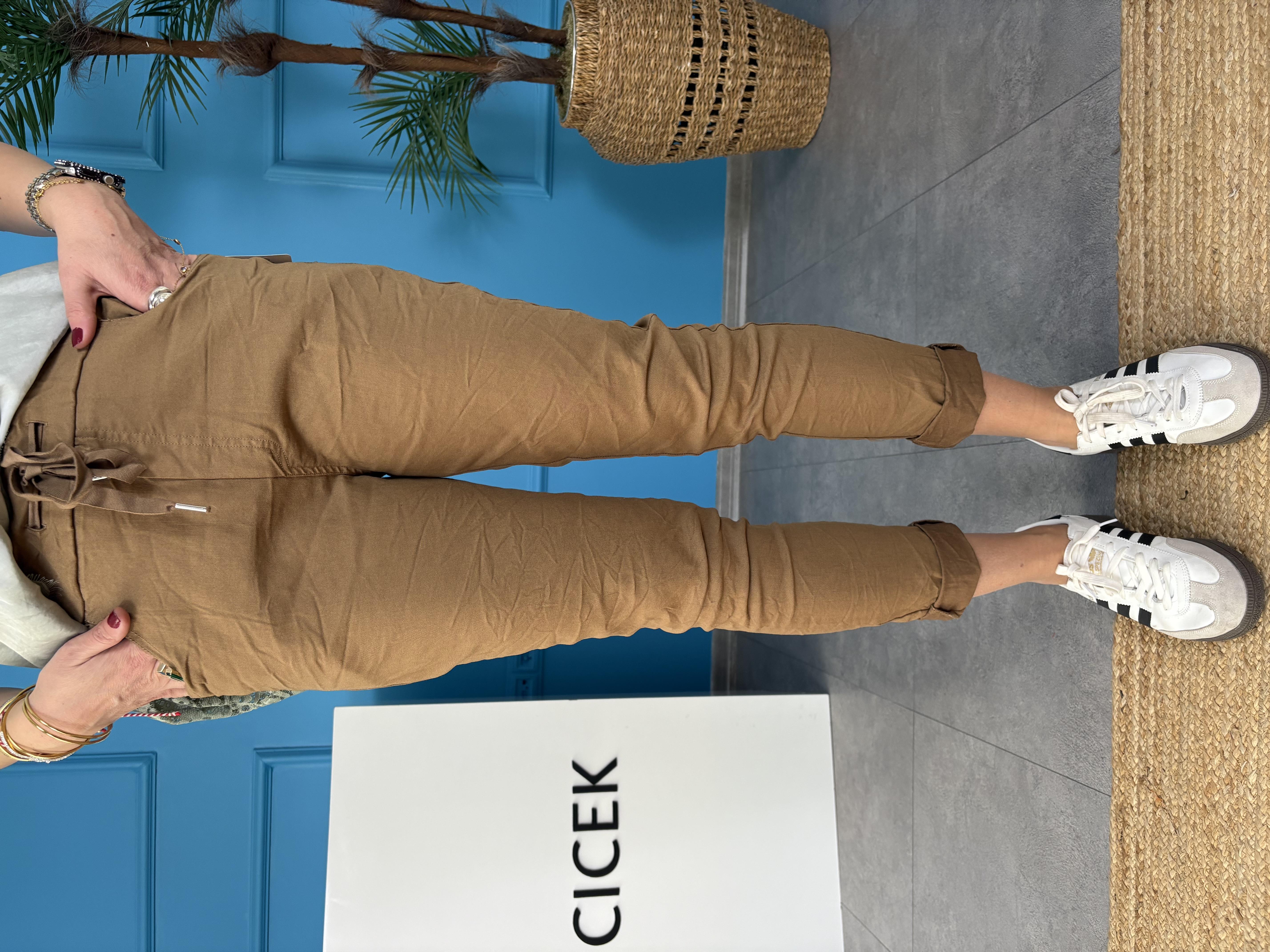 İtalyan Likralı Kahve Pantolon