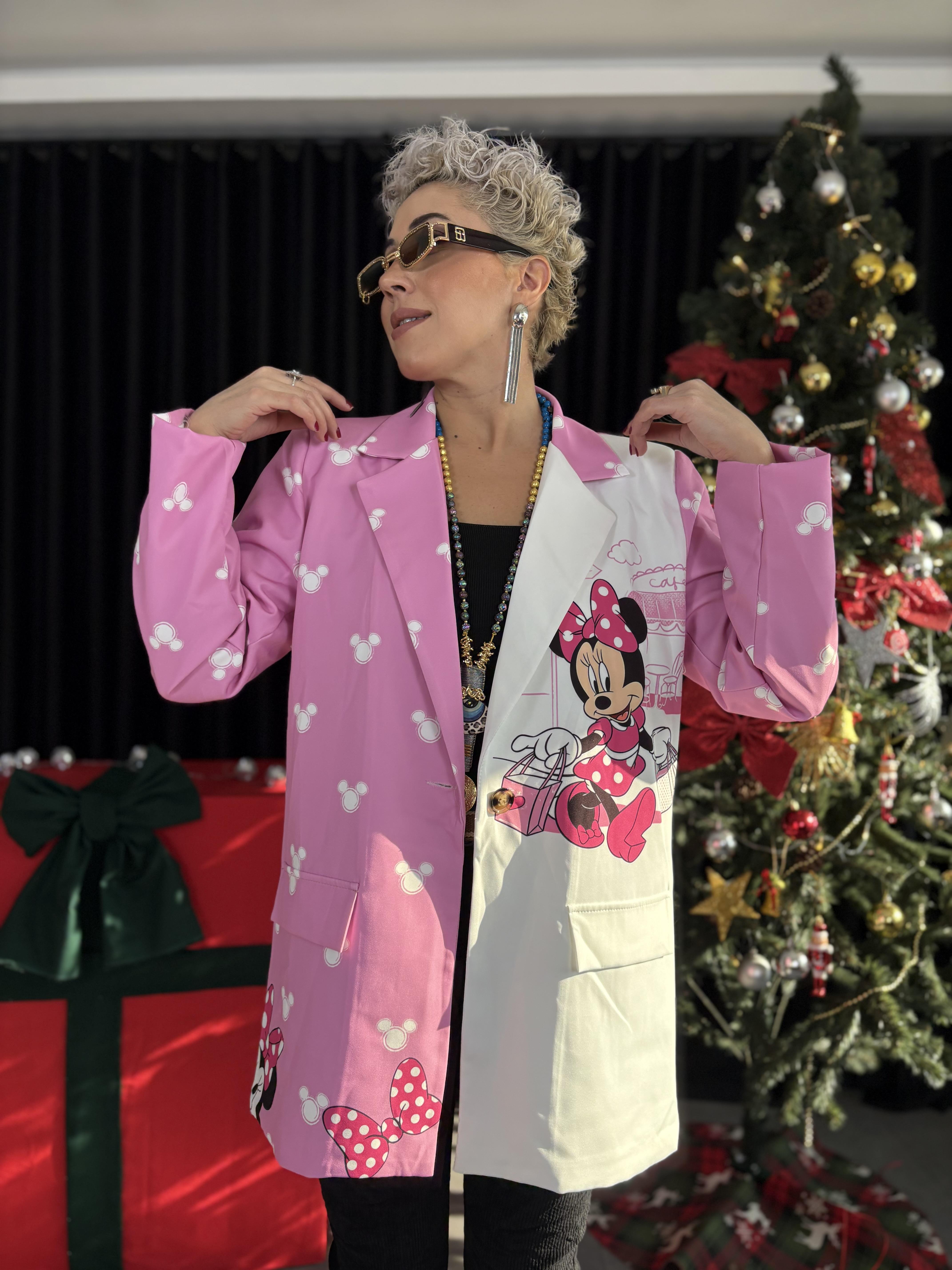 İtalyan Minnie Mouse Pembe Blazer Ceket