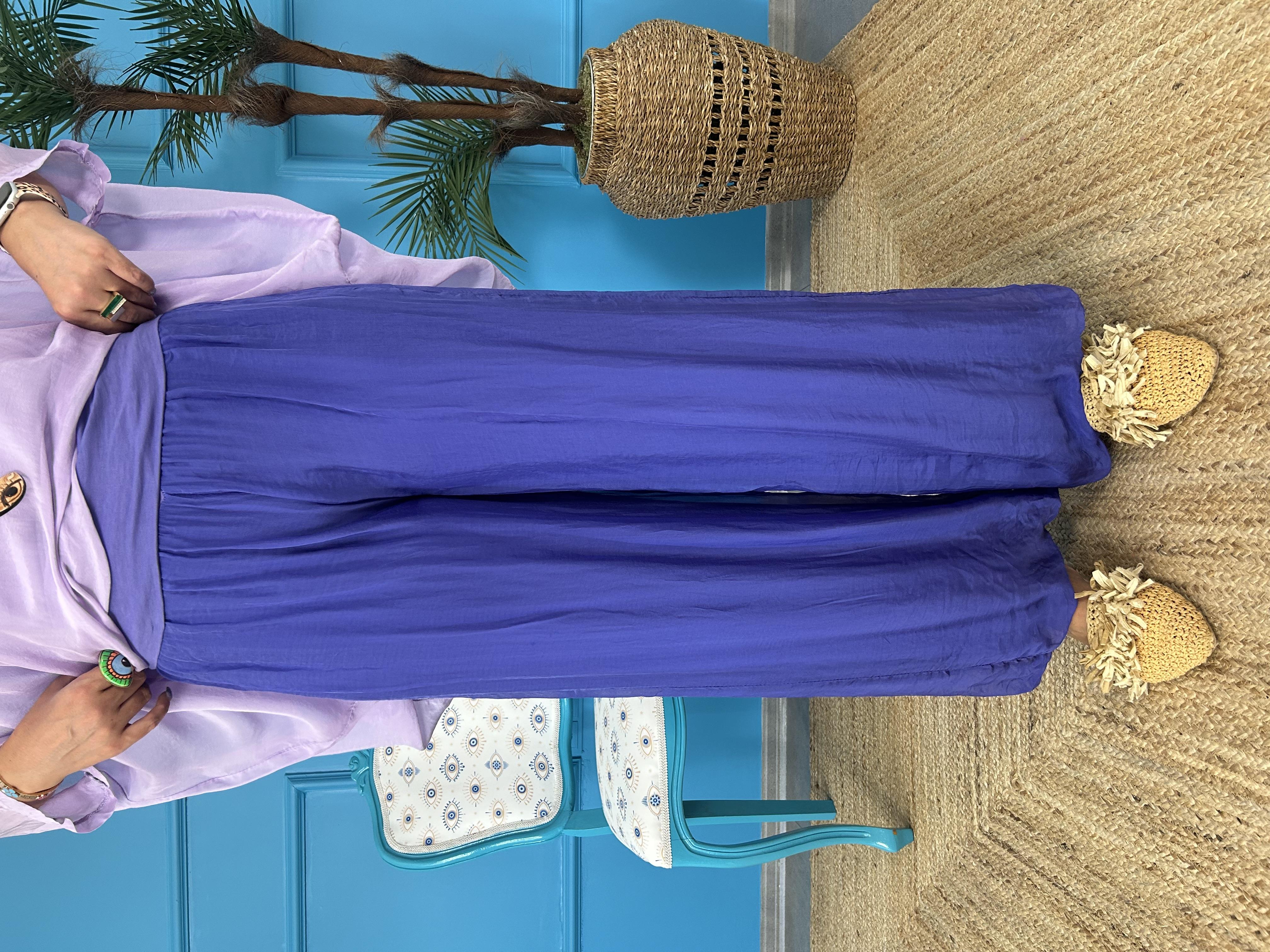 İtalyan Mor İpek Pantolon