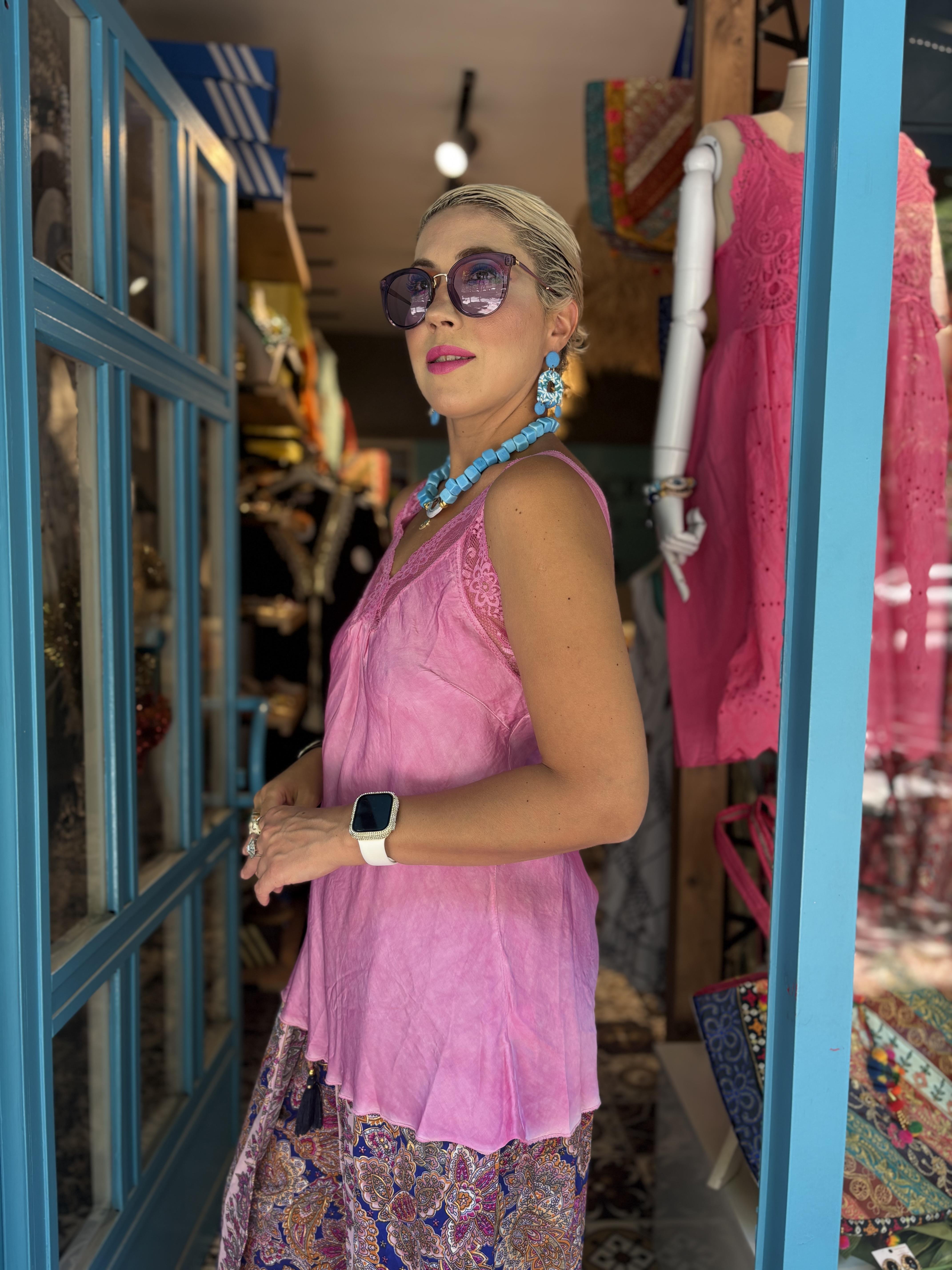 İtalyan Pembe İpek Bluz