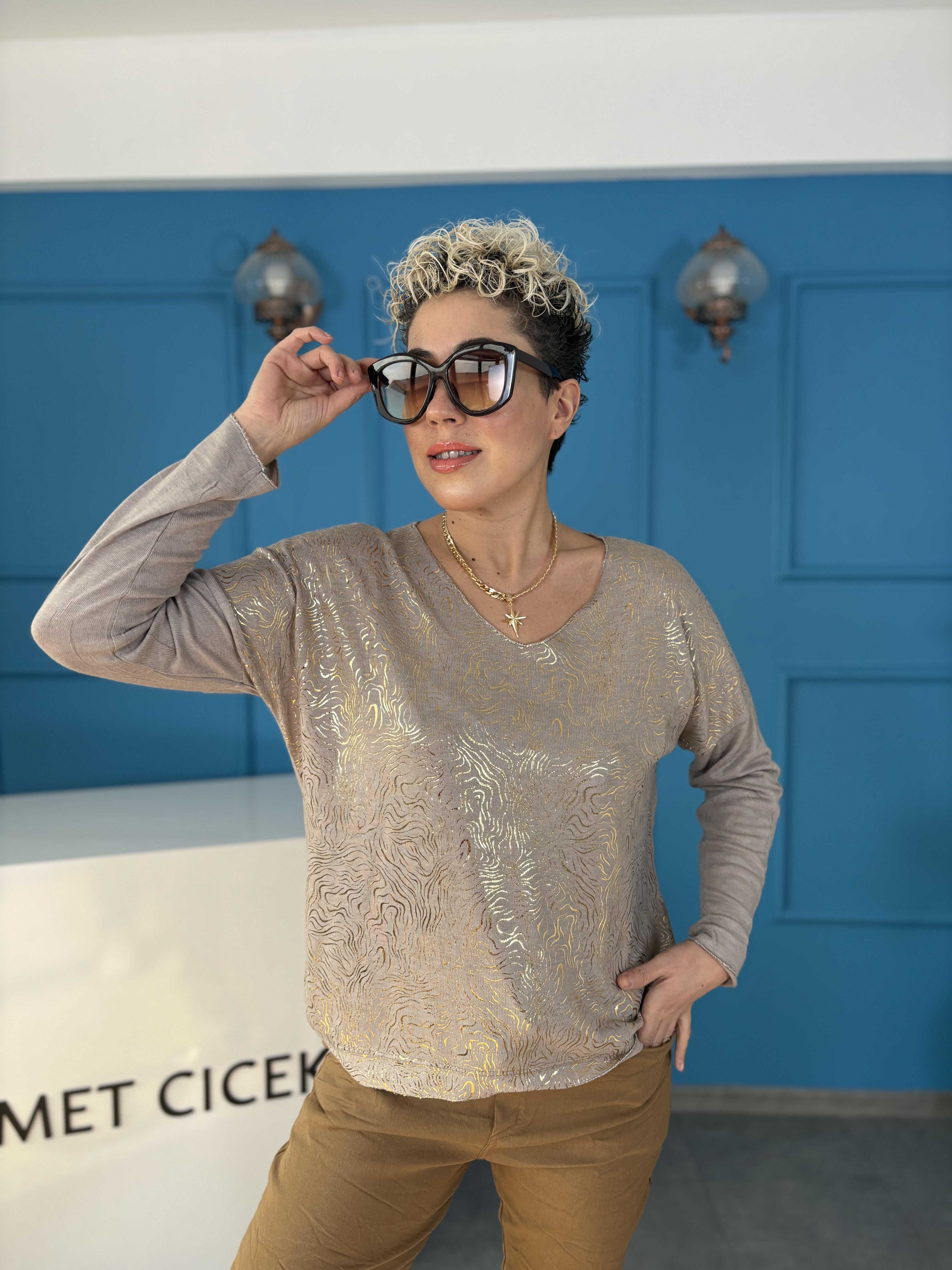 İtalyan Varaklı Vizon Bluz